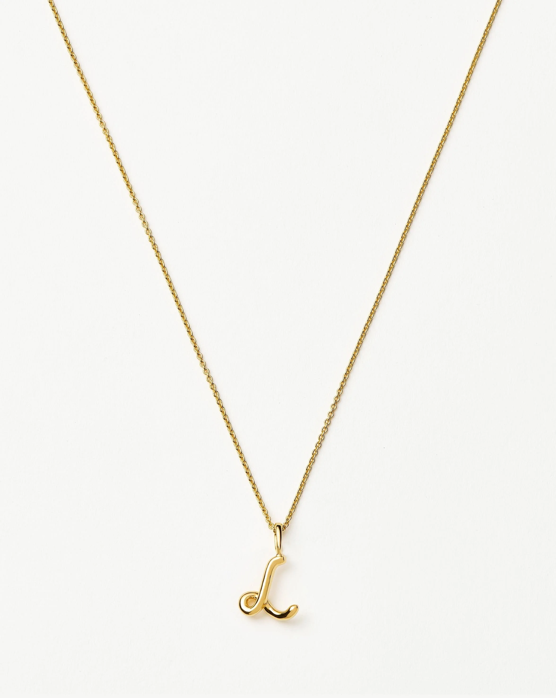 Curly Molten Mini Initial Necklace - L | 18ct Gold Vermeil