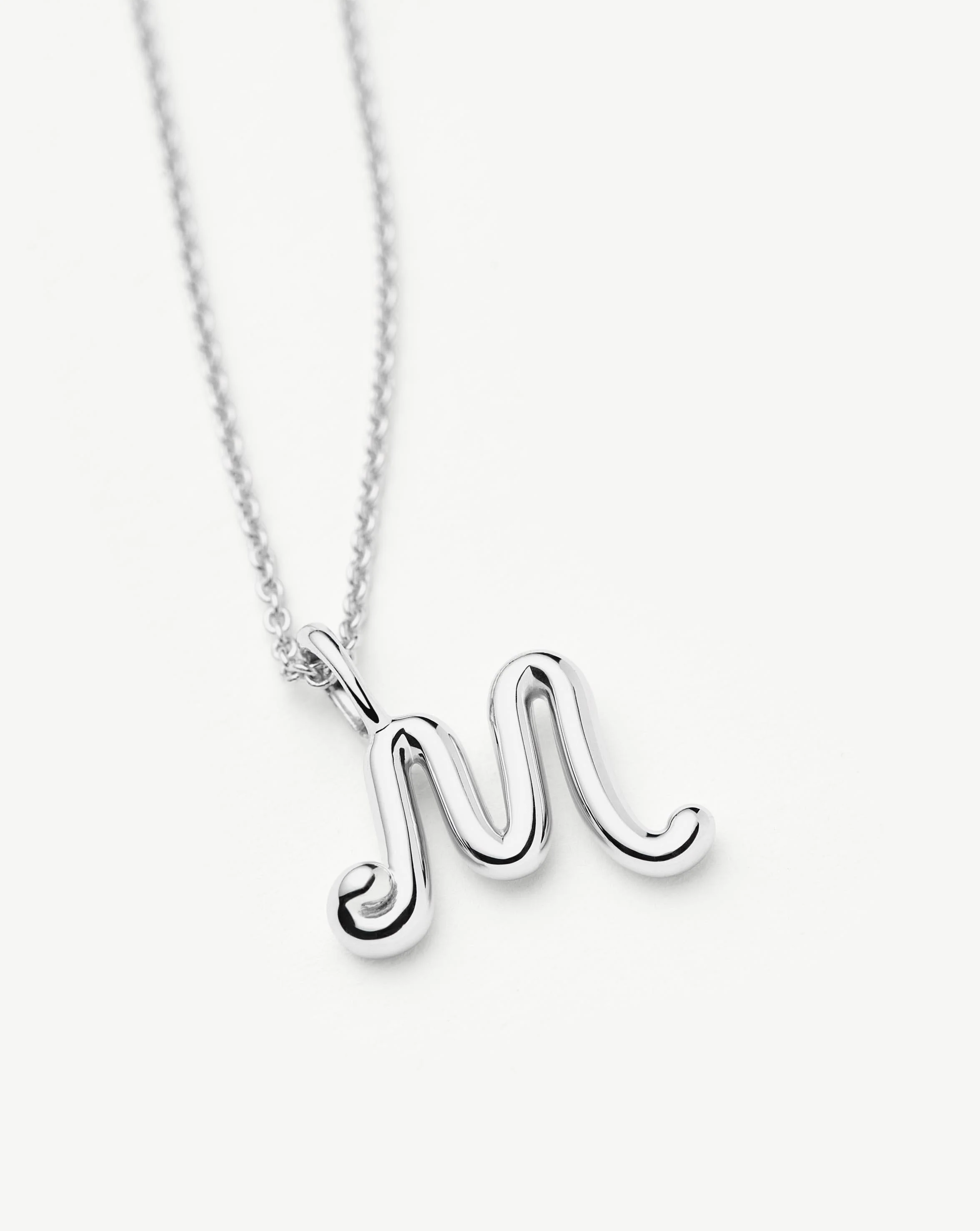 Curly Molten Mini Initial Necklace - M | Sterling Silver - Image 4
