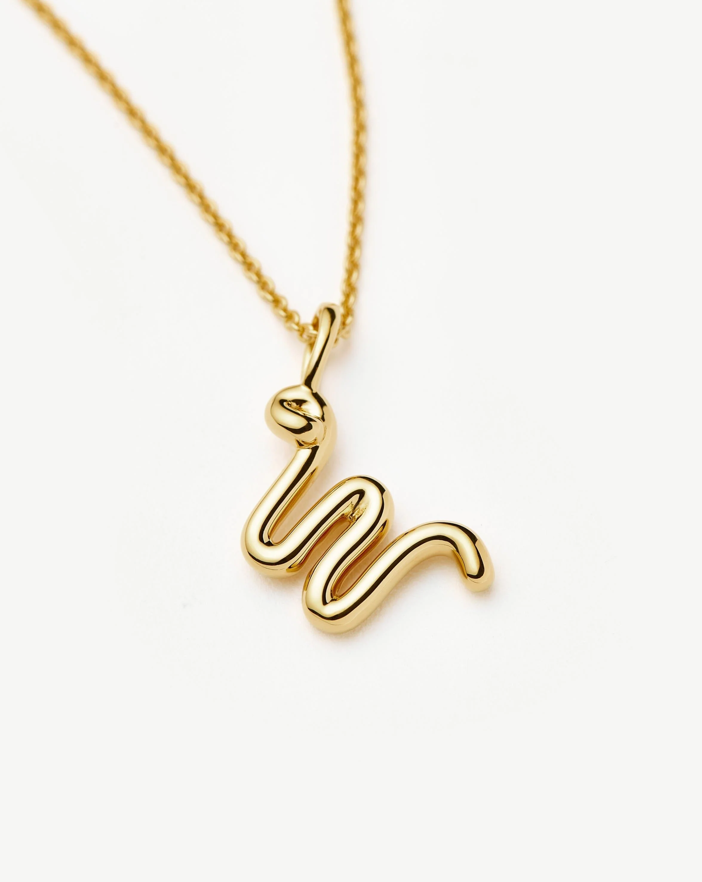 Curly Molten Mini Initial Necklace - W | 18ct Gold Vermeil - Image 2