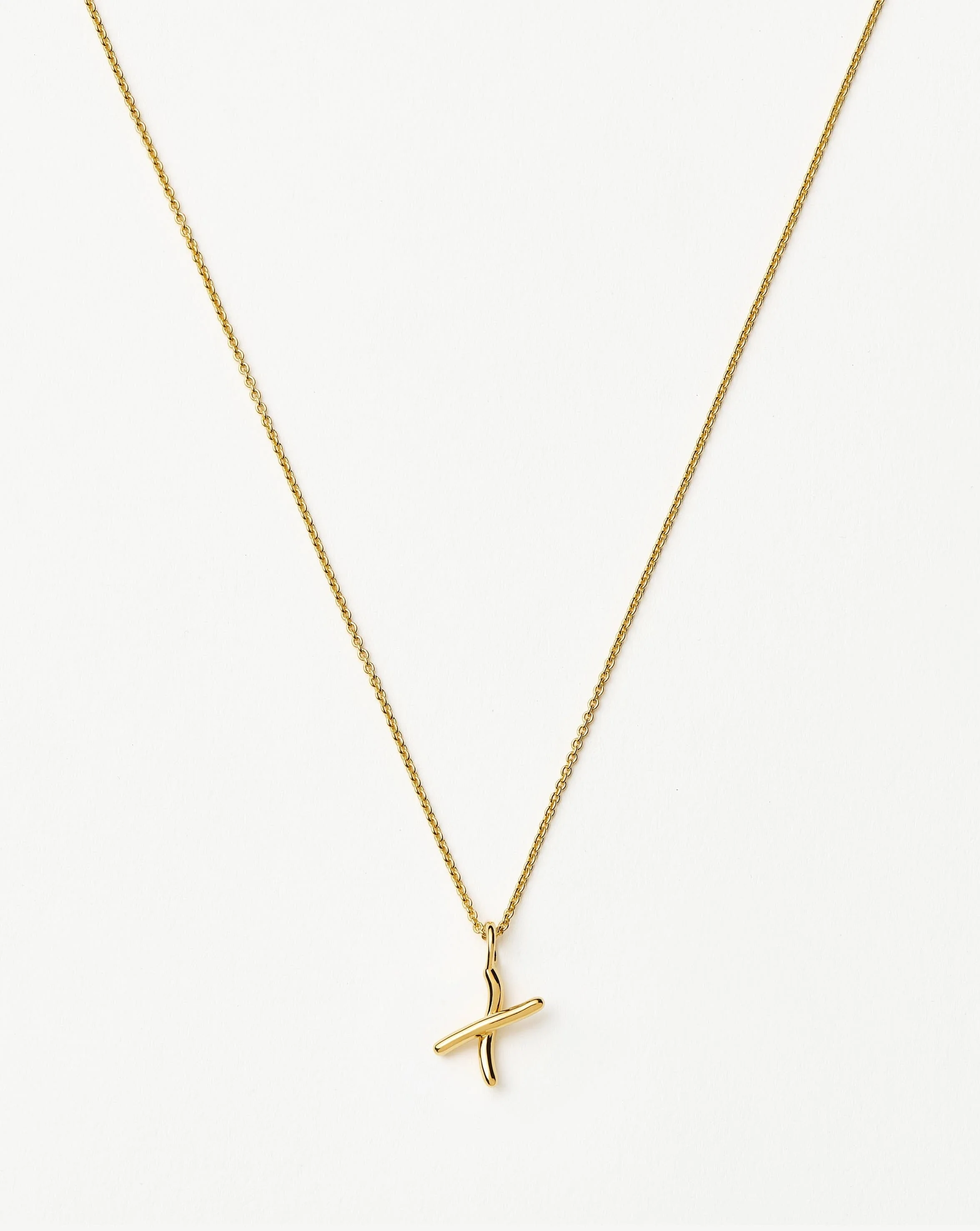 Curly Molten Mini Initial Necklace - X | 18ct Gold Vermeil