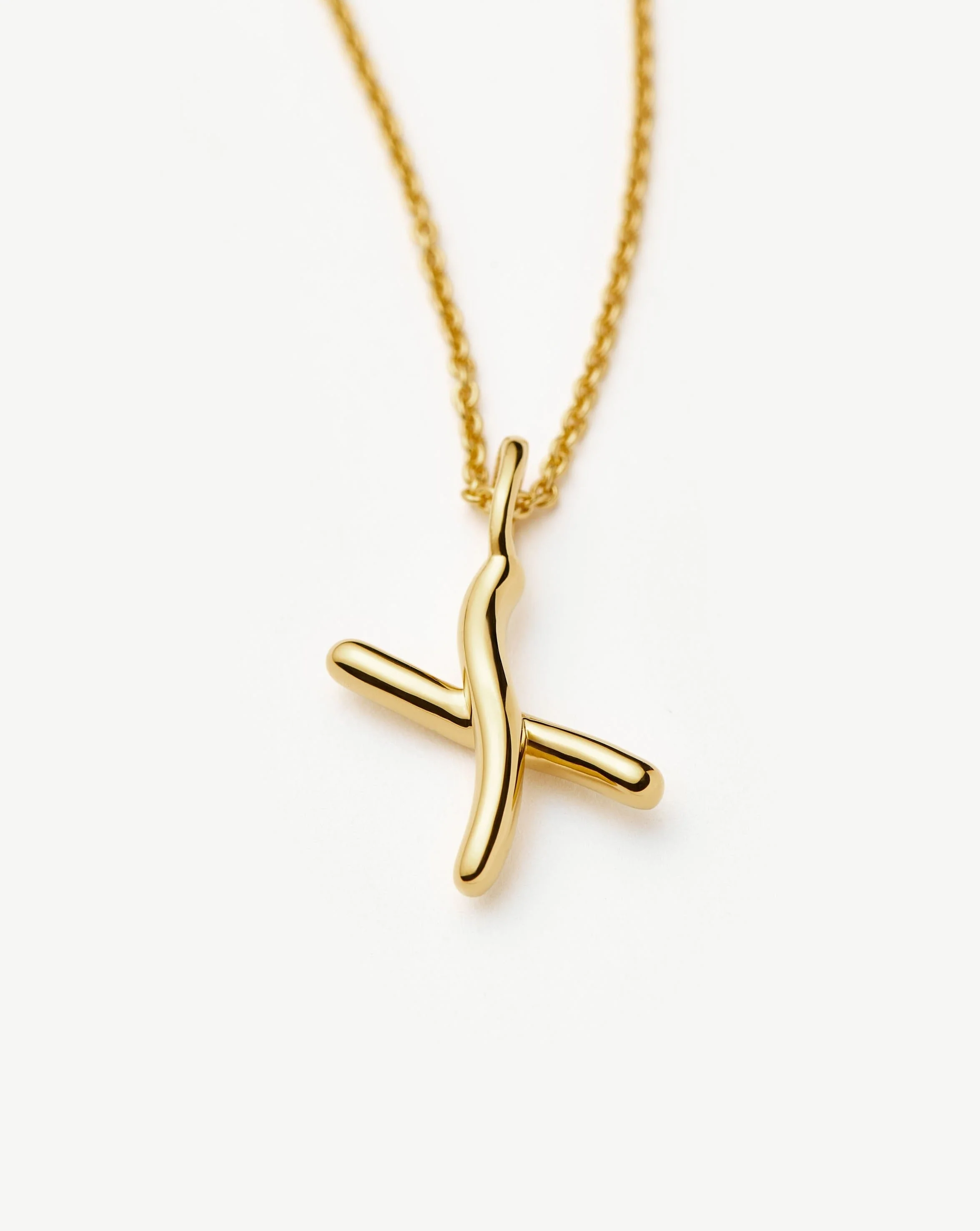 Curly Molten Mini Initial Necklace - X | 18ct Gold Vermeil - Image 2