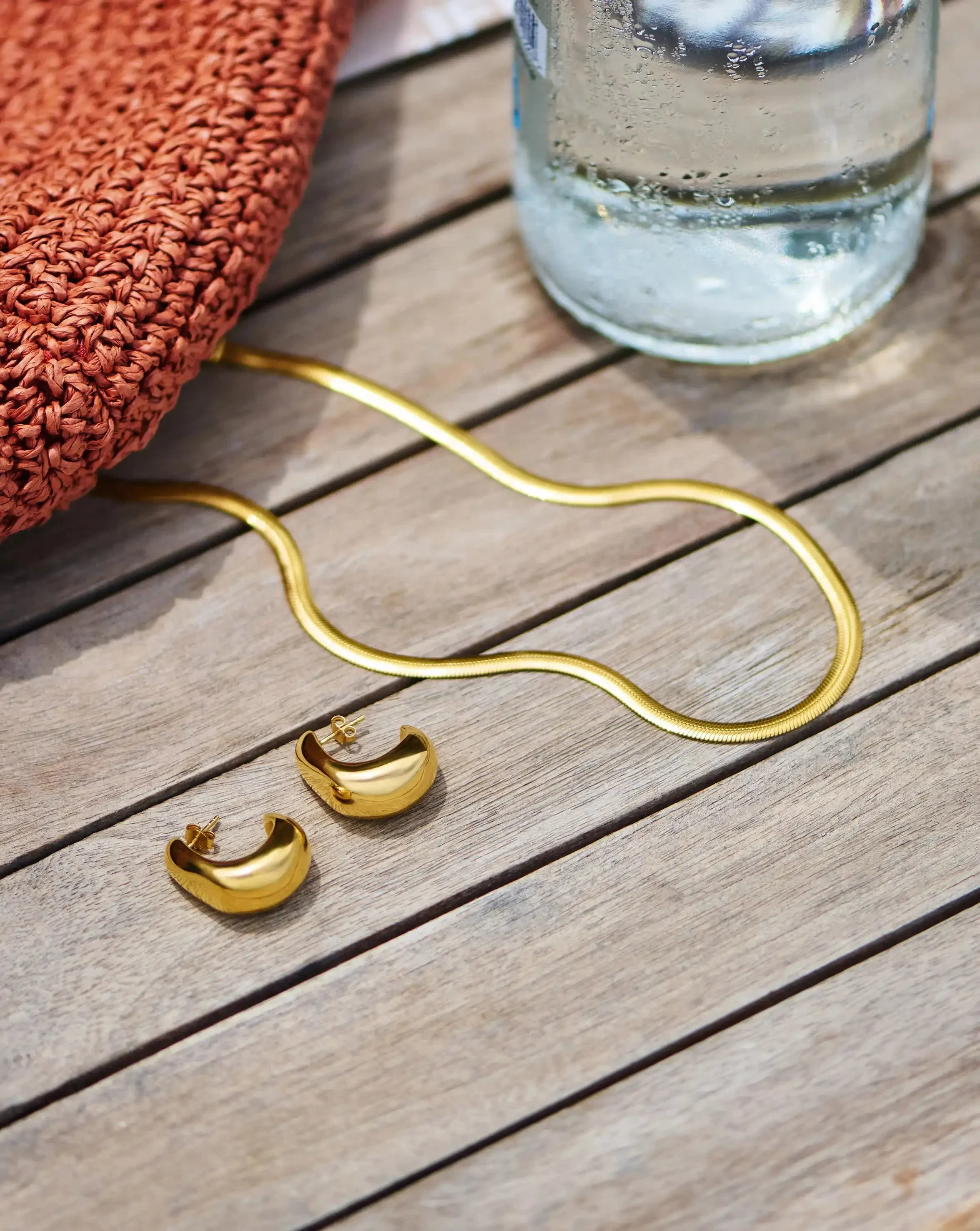 Dome Medium Hoop Earrings | 18ct Gold Plated - Image 5