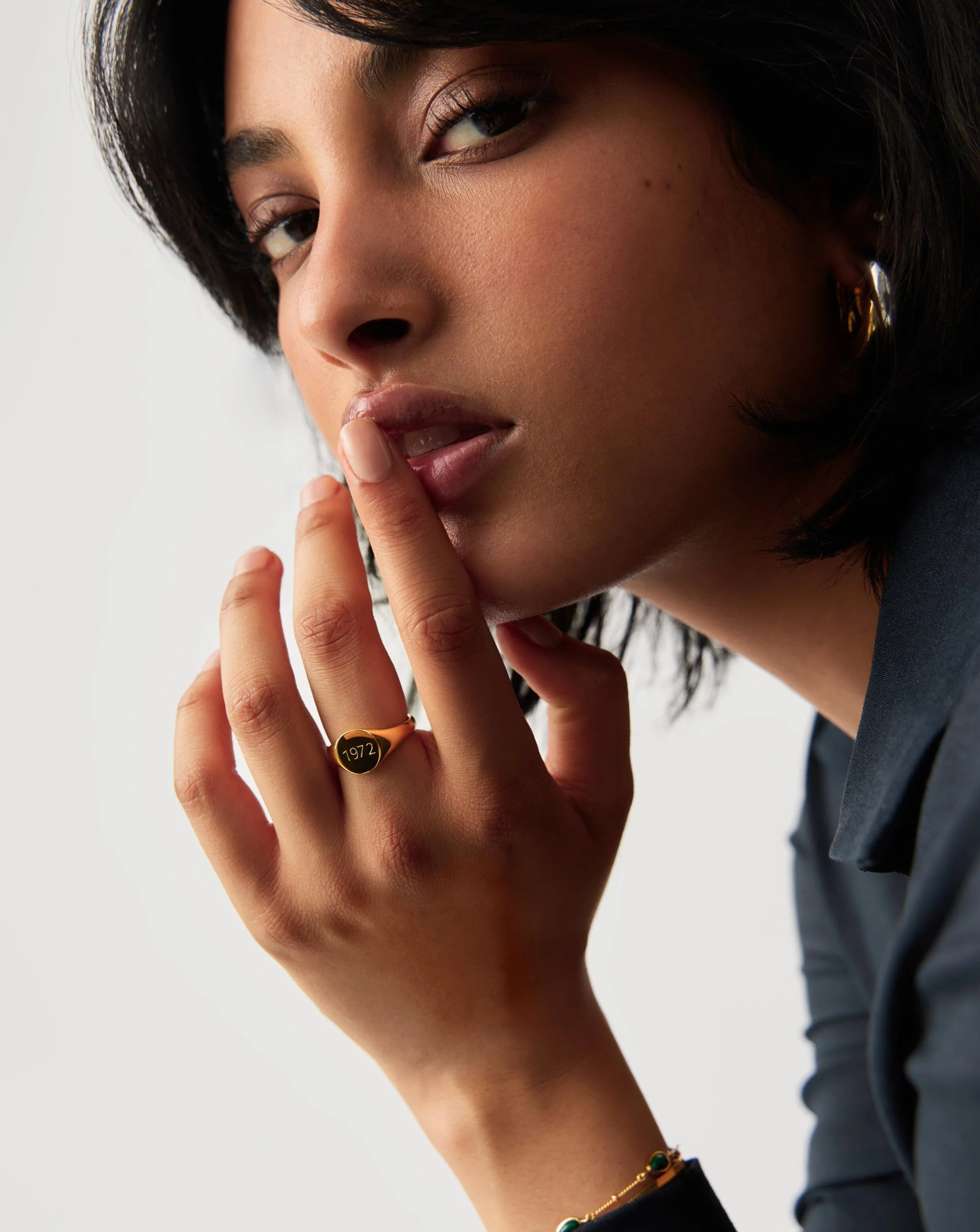 Engravable Round Signet Ring | 18ct Gold Vermeil - Image 2