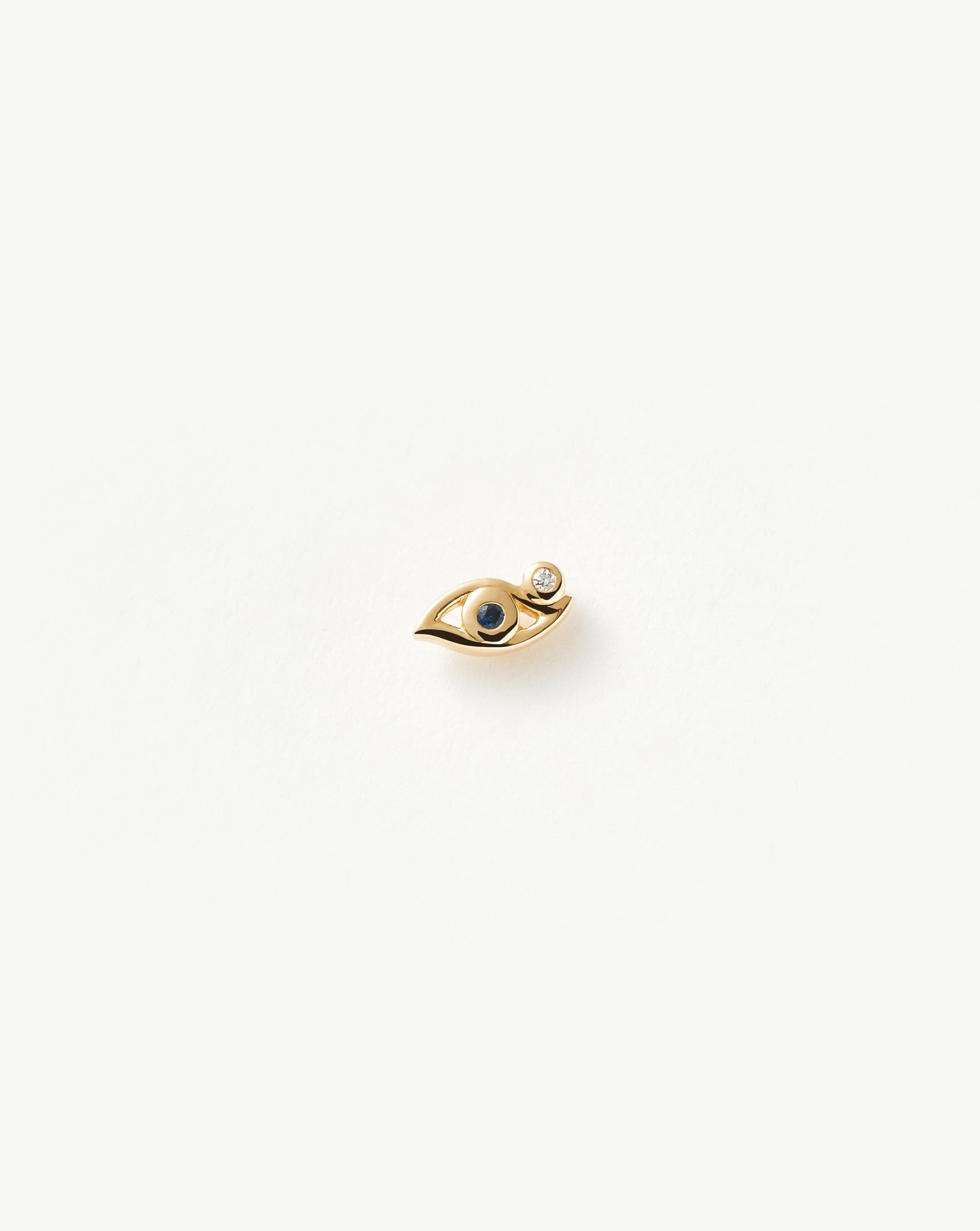 Solid Gold Evil Eye Single Stud Earring