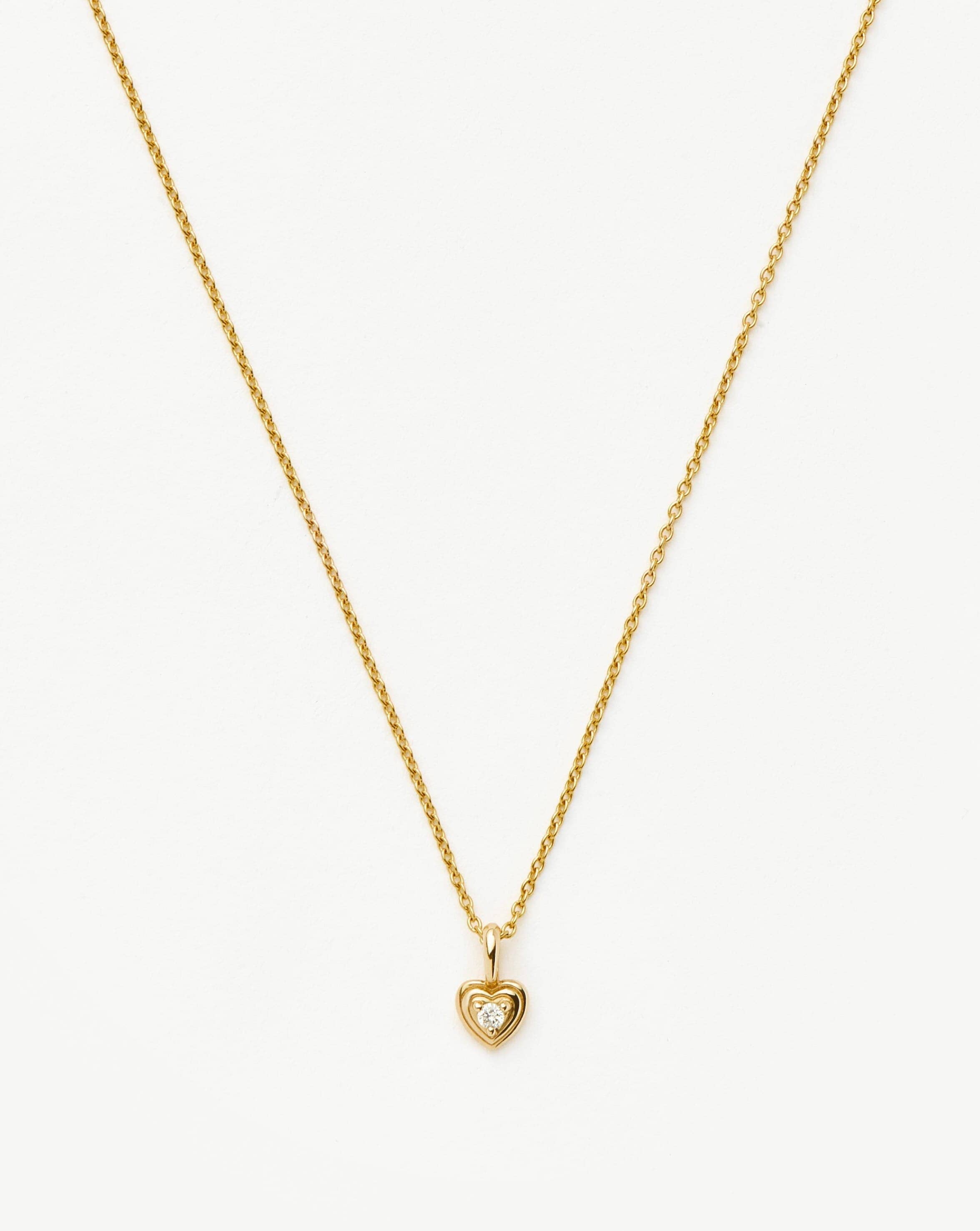 Solid Gold Diamond Heart Mini Pendant Necklace | 14ct solid Gold/Diamond