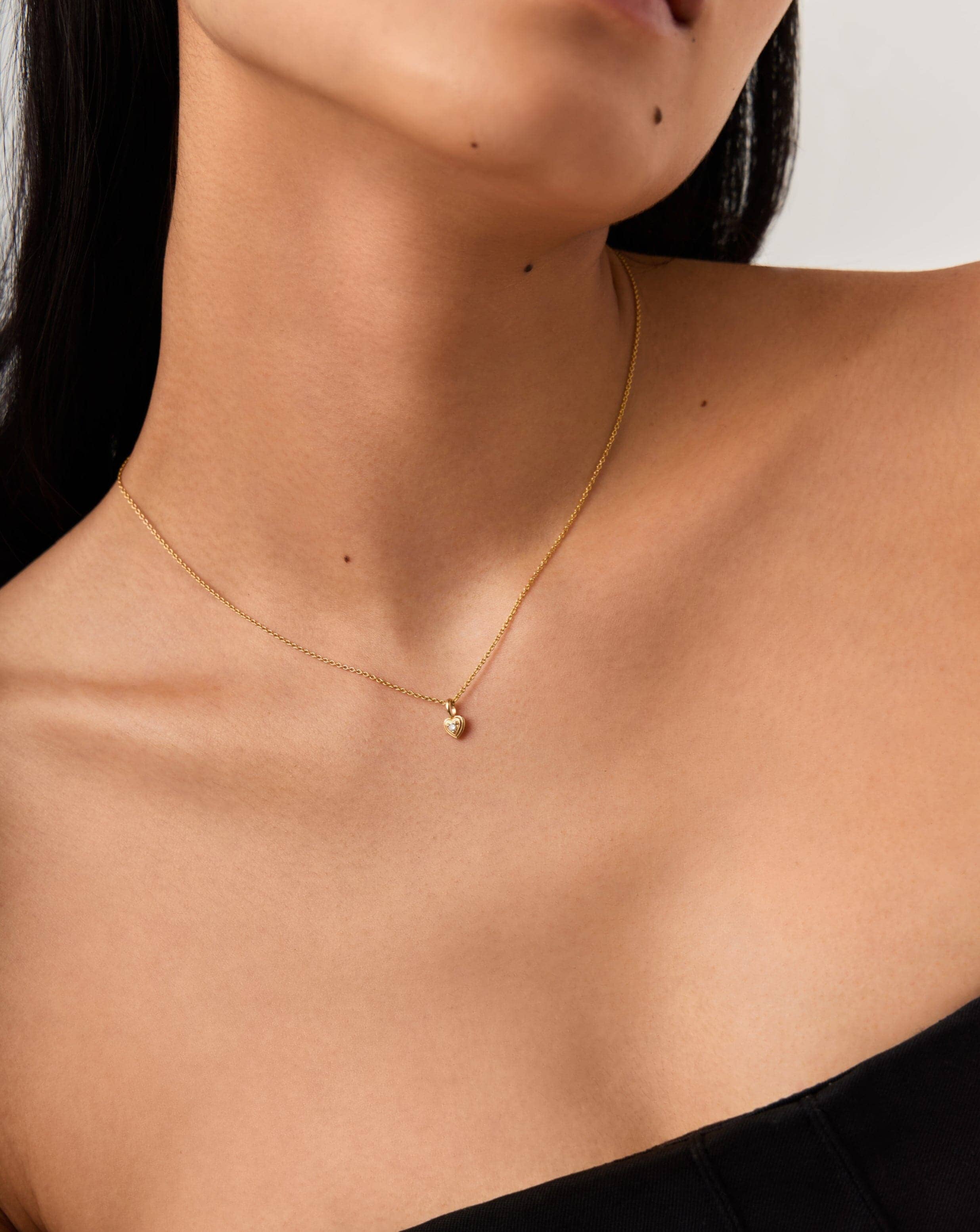 Solid Gold Diamond Heart Mini Pendant Necklace | 14ct solid Gold/Diamond - Image 2