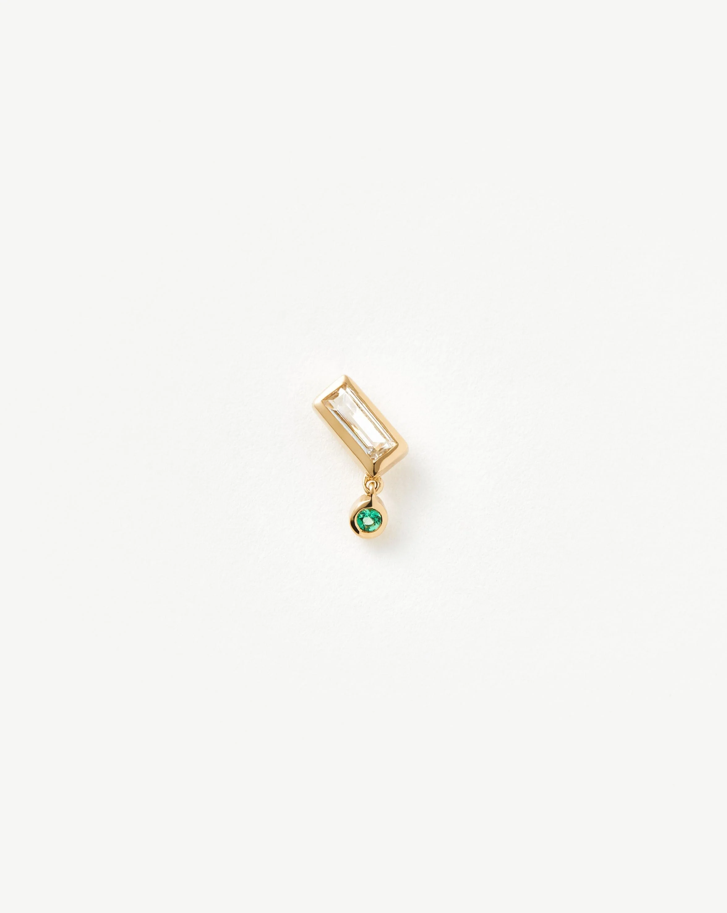 Solid Gold Emerald Single Drop Stud Earring