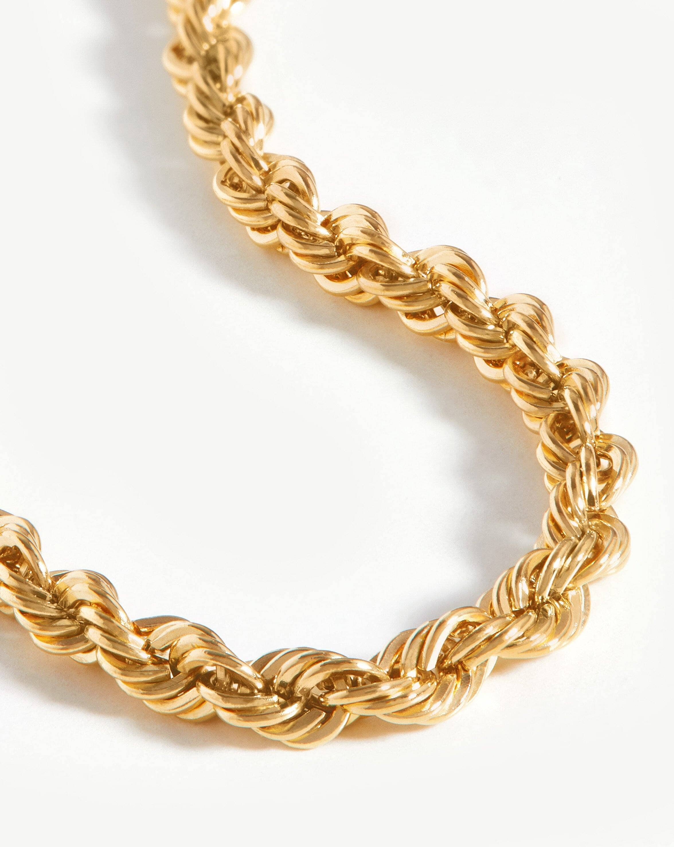 Solid Gold Classic Rope Chain Bracelet - Image 3