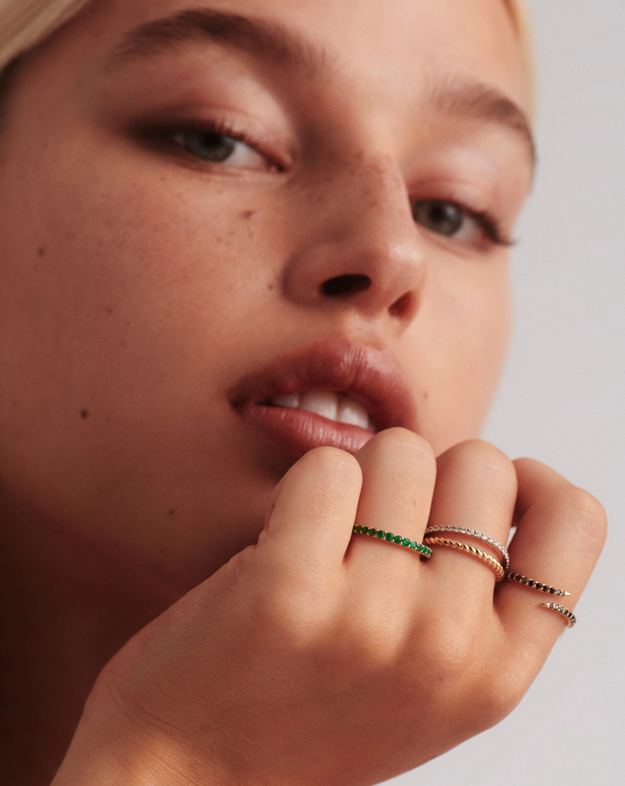 Solid Gold Half Emerald Eternity Ring - Image 2