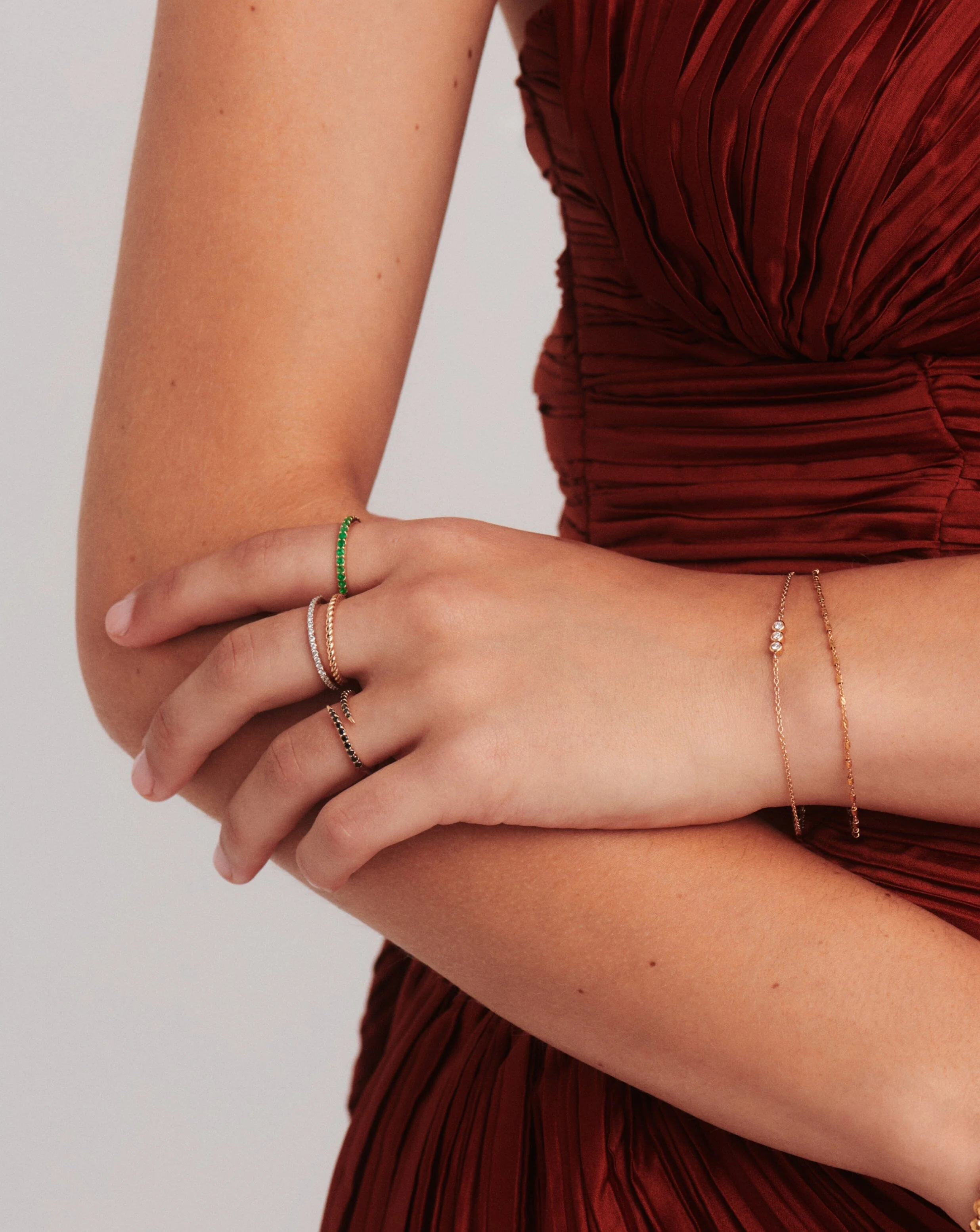 Solid Gold Half Emerald Eternity Ring - Image 6