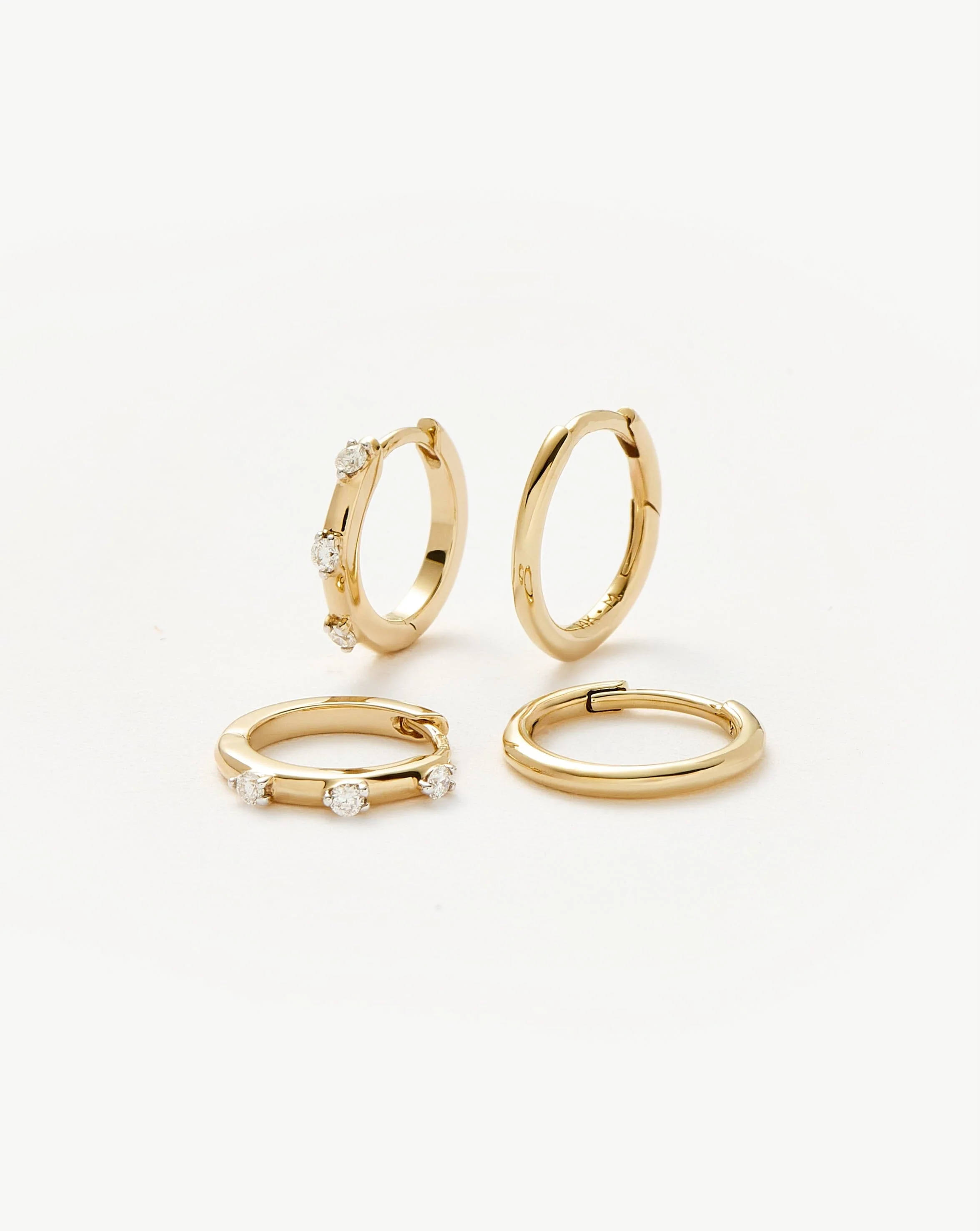 Solid Gold Hoop Earring Set