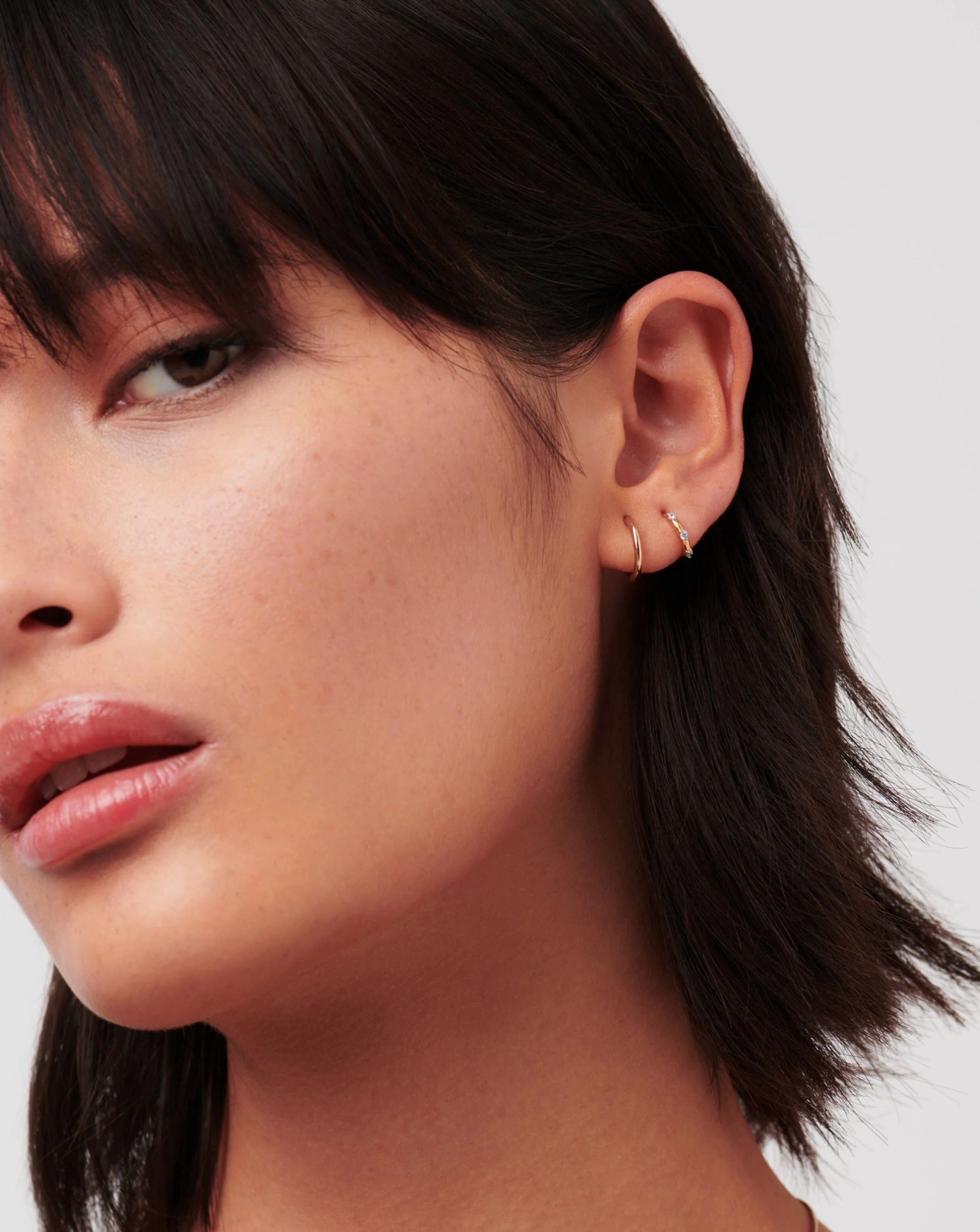 Solid Gold Hoop Earring Set - Image 6