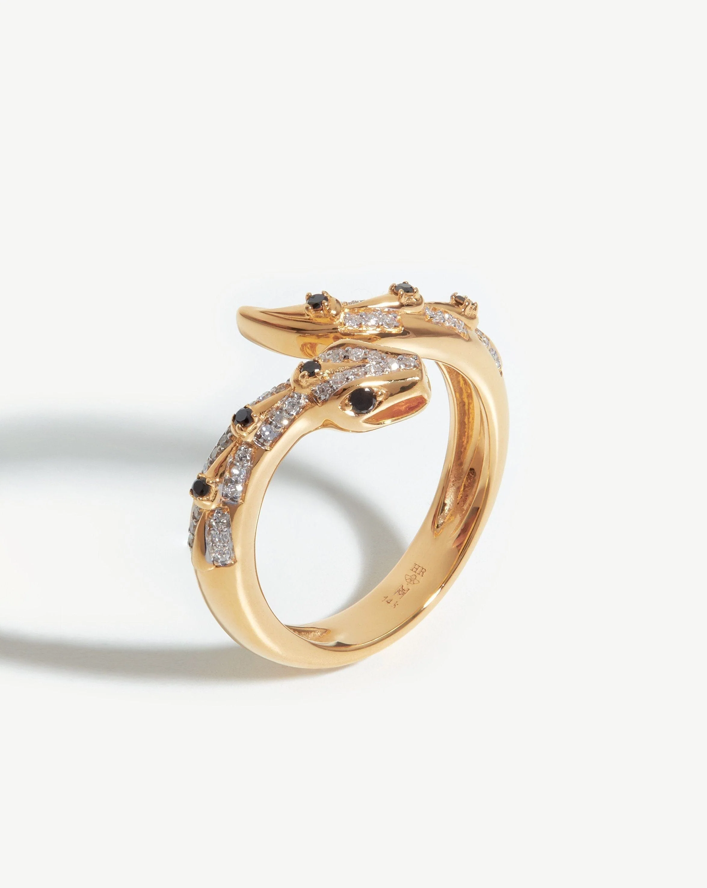 Harris Reed Solid Gold Serpent Ring | 14ct Solid Gold/Diamond