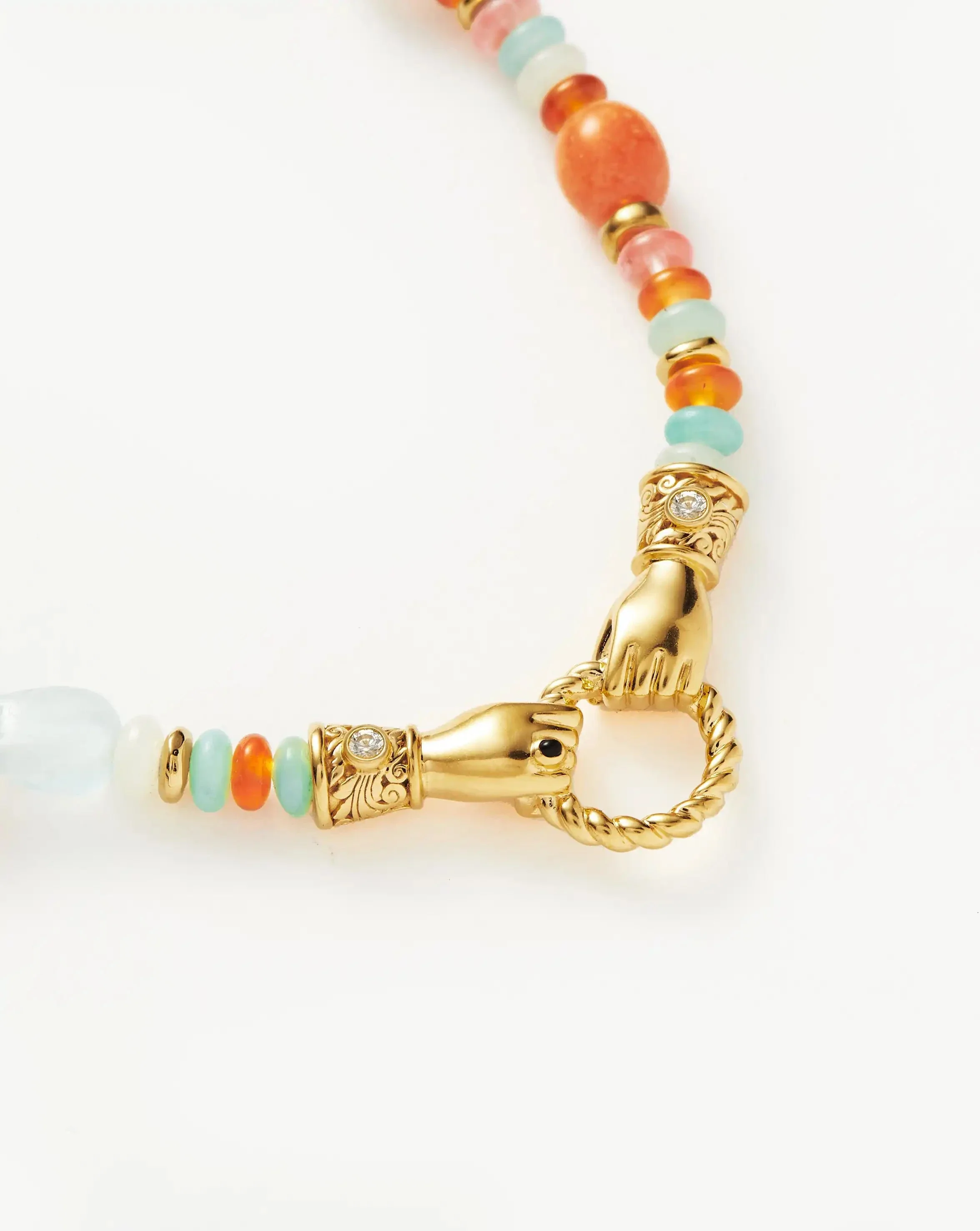 Harris Reed In Good Hands Beaded Gemstone Necklace | 18ct Gold Plated/Multi Gemstone & Pearl - Image 4