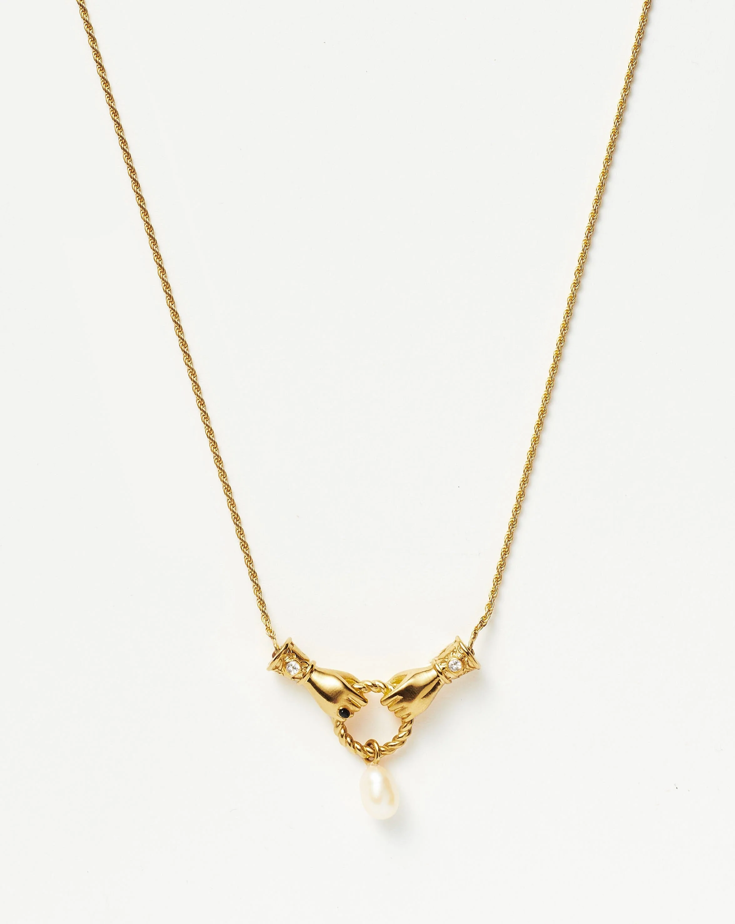 Harris Reed In Good Hands Drop Pendant Necklace | 18ct Gold Plated/Pearl & Black Onyx - Image 4