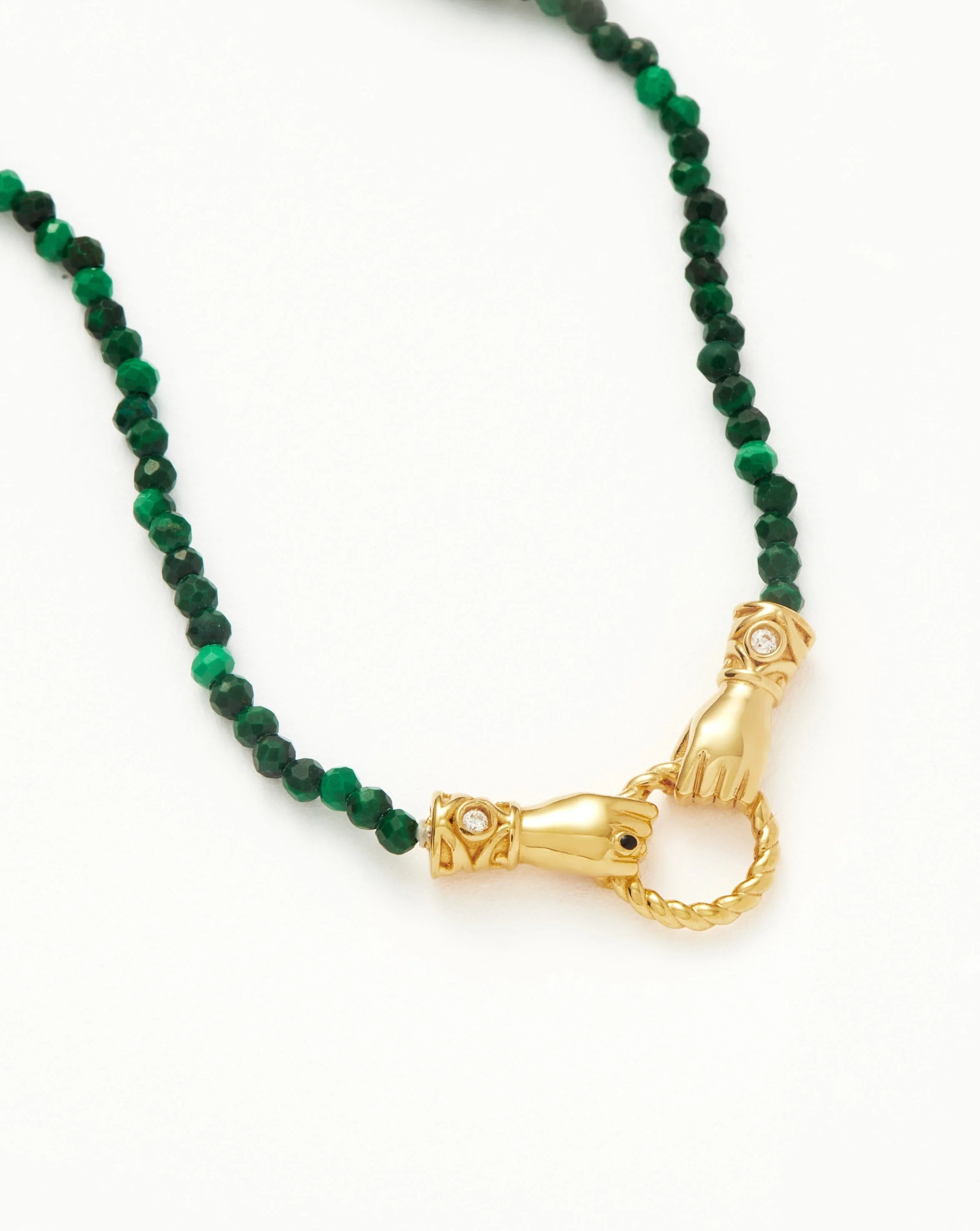 Harris Reed In Good Hands Mini Beaded Gemstone Necklace | 18ct Gold Plated/Malachite - Image 5