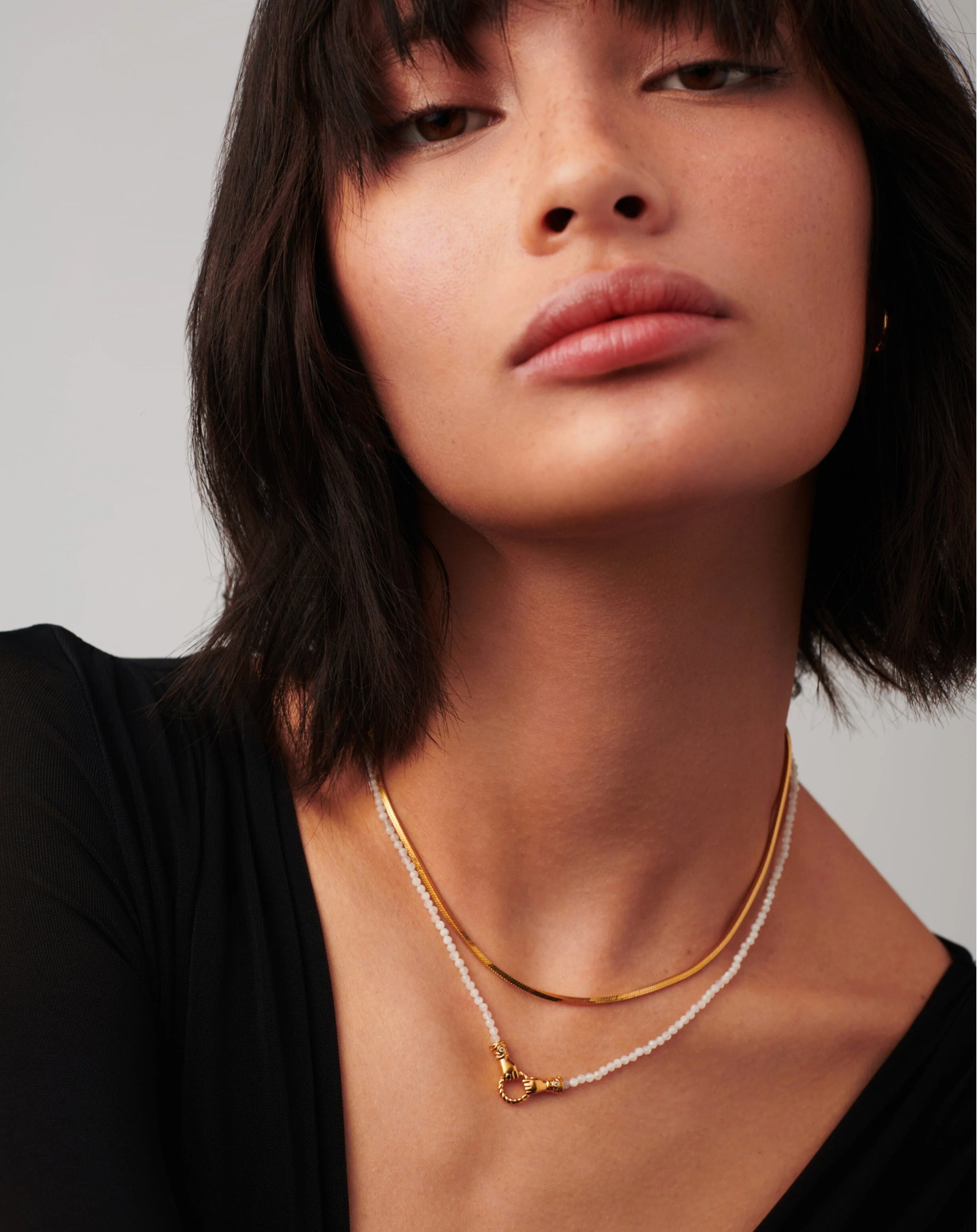 Harris Reed In Good Hands Mini Beaded Gemstone Necklace | 18ct Gold Plated/Rainbow Moonstone - Image 3