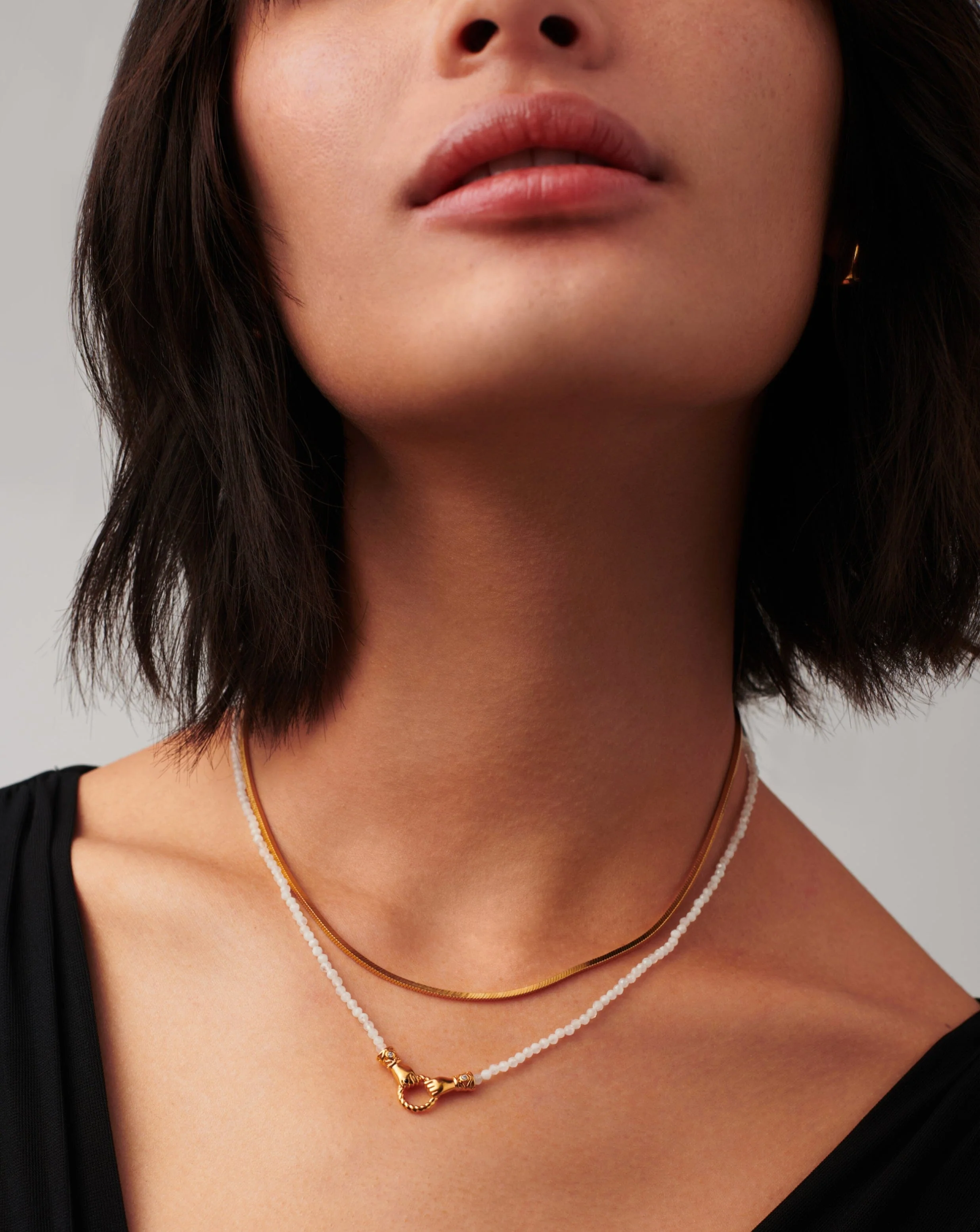 Harris Reed In Good Hands Mini Beaded Gemstone Necklace | 18ct Gold Plated/Rainbow Moonstone - Image 6