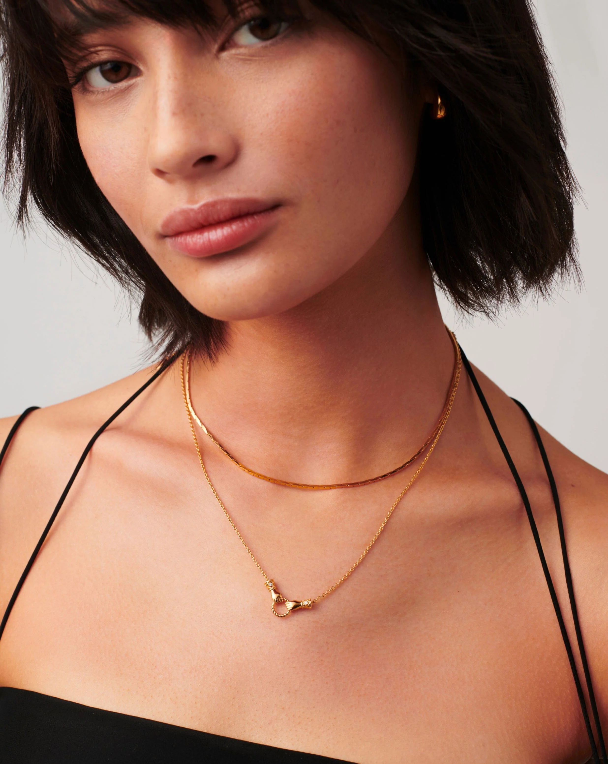 Harris Reed In Good Hands Mini Pendant Slider Necklace | 18ct Gold Plated/Cubic Zirconia & Black Onyx - Image 6