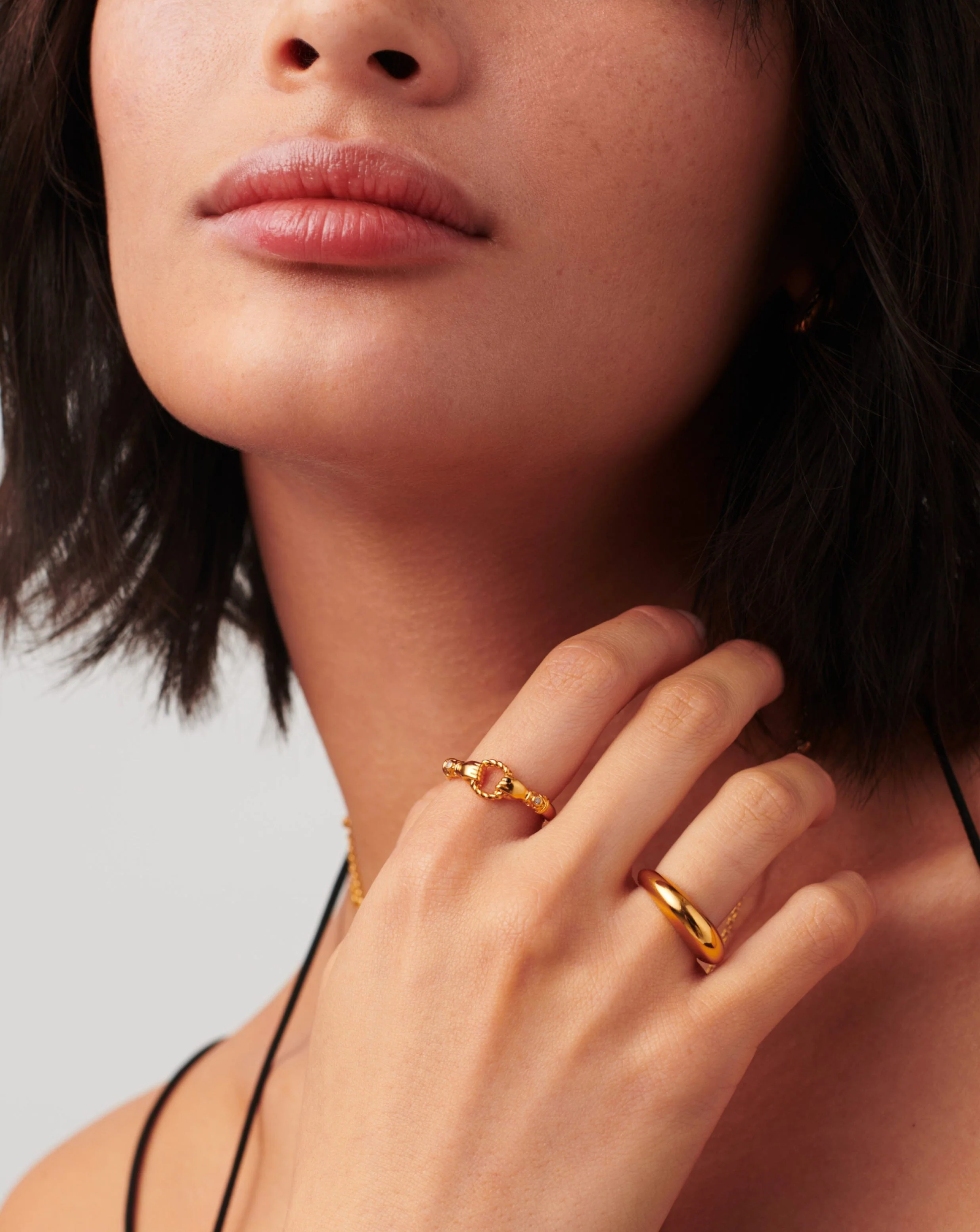 Harris Reed In Good Hands Stacking Ring | 18ct Gold Vermeil/Cubic Zirconia & Black Onyx - Image 2