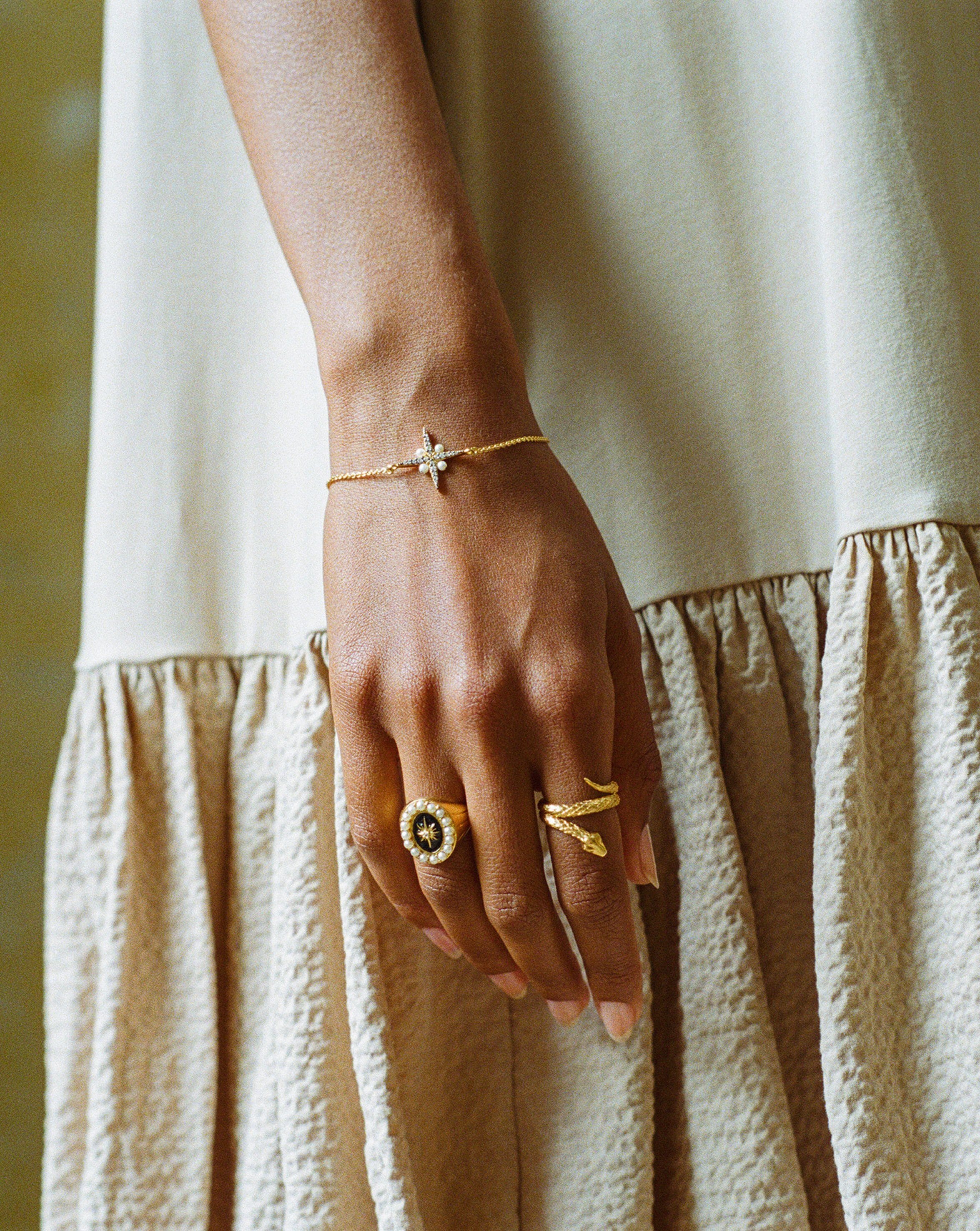 Harris Reed Pearl North Star Bracelet | 18ct Gold Vermeil/Pearl - Image 2