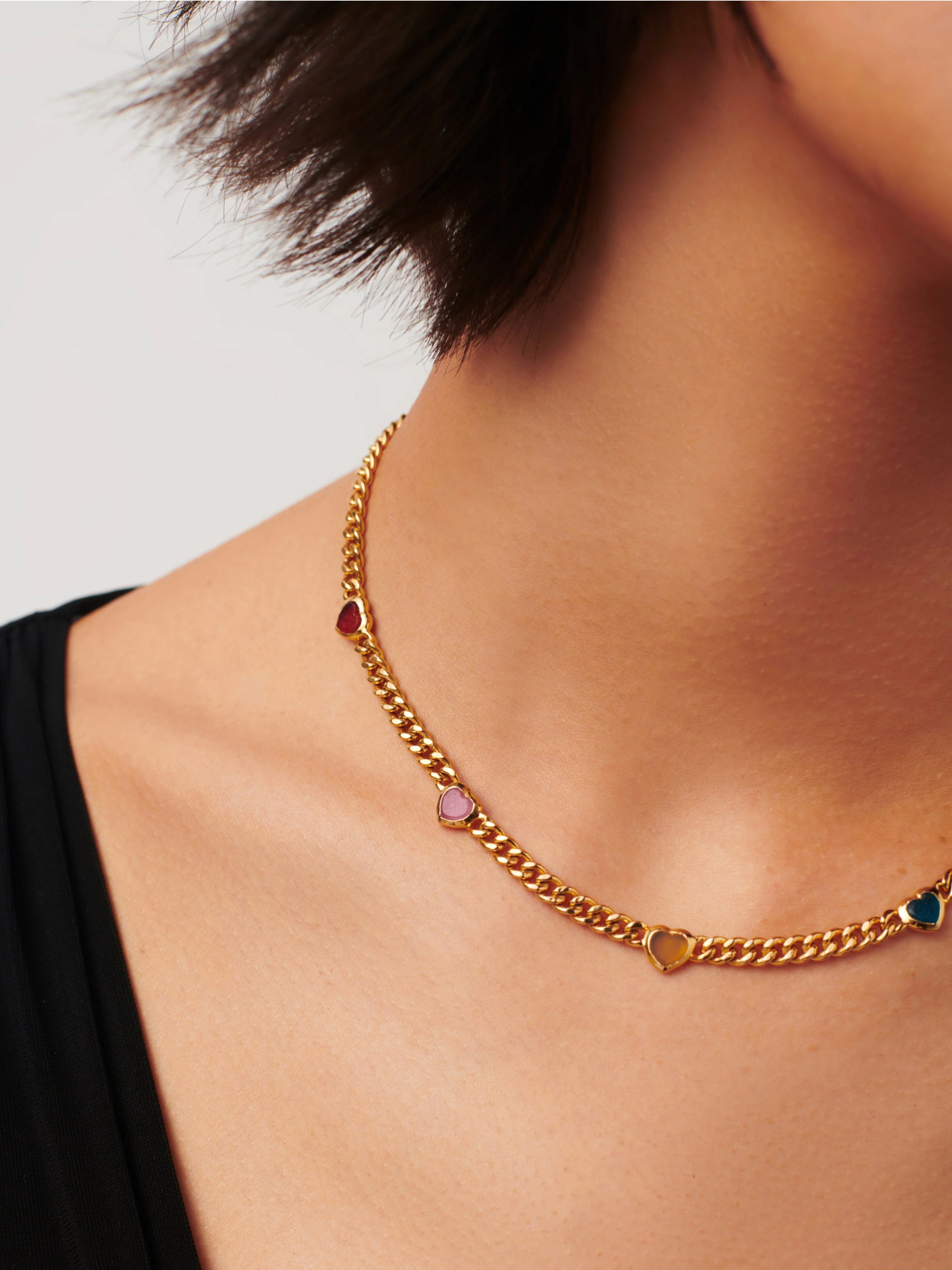 Jelly Heart Gemstone Charm Necklace | 18ct Gold Plated/Multi Quartz - Image 6
