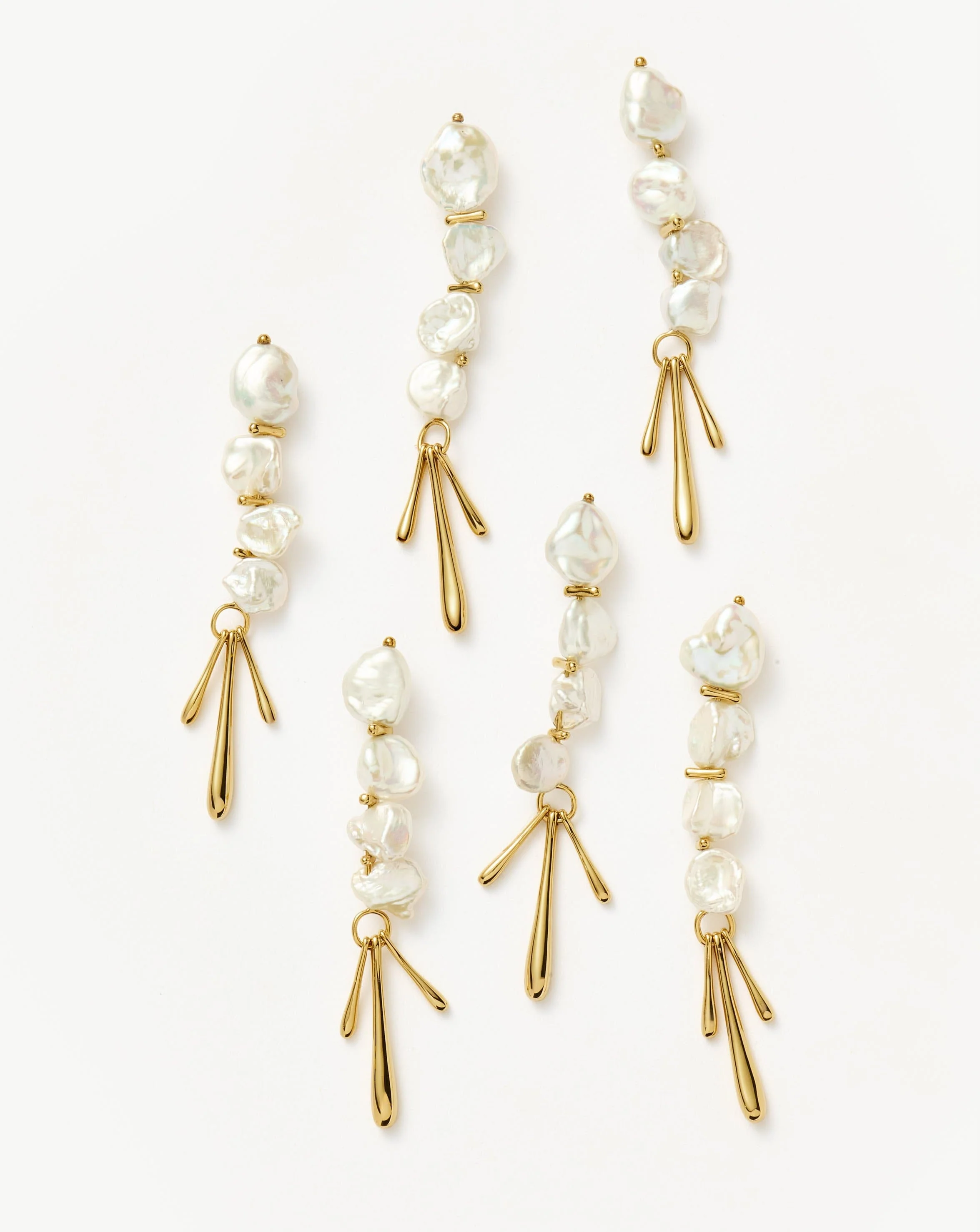 Keshi Pearl Sculptural Drop Earrings | 18ct Gold Plated/Pearl - Image 4