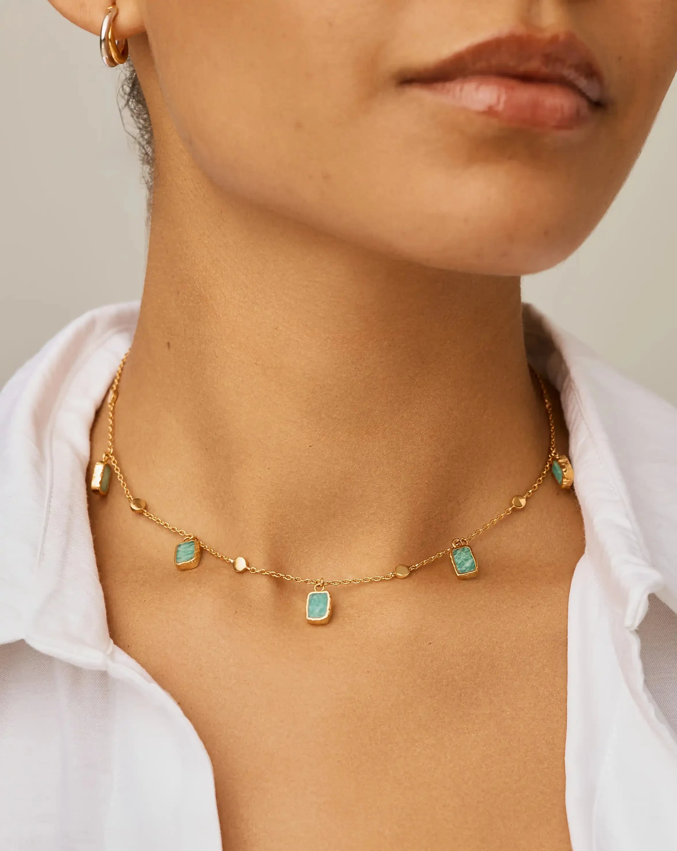 Lena Charm Choker | 18ct Gold Plated/Amazonite - Image 2