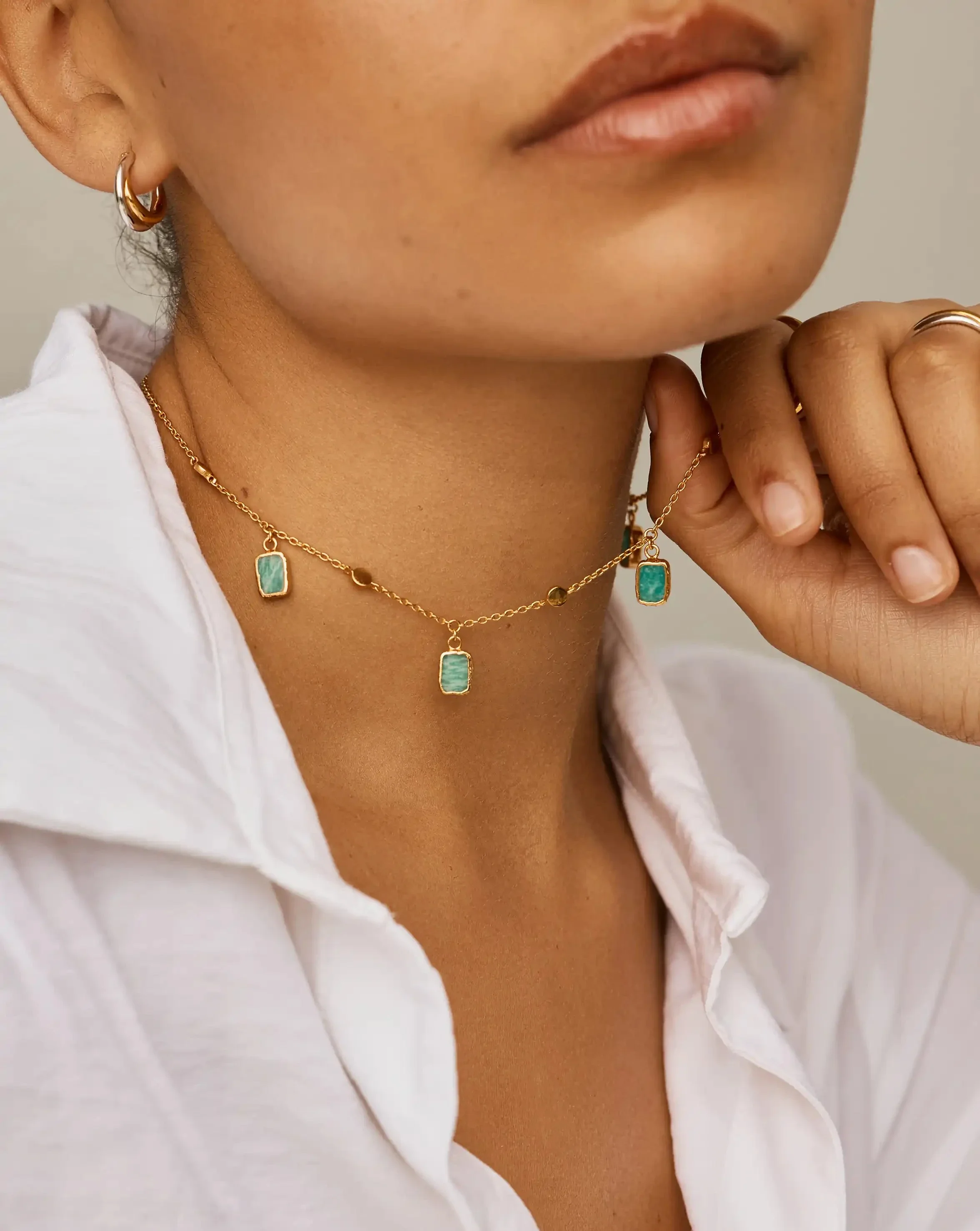 Lena Charm Choker | 18ct Gold Plated/Amazonite - Image 3