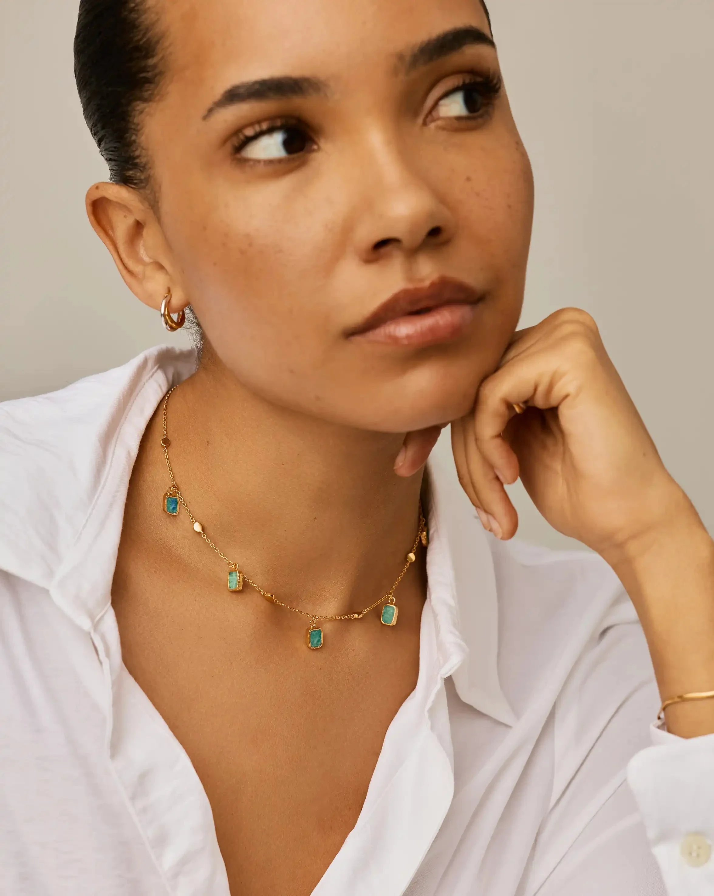 Lena Charm Choker | 18ct Gold Plated/Amazonite - Image 6
