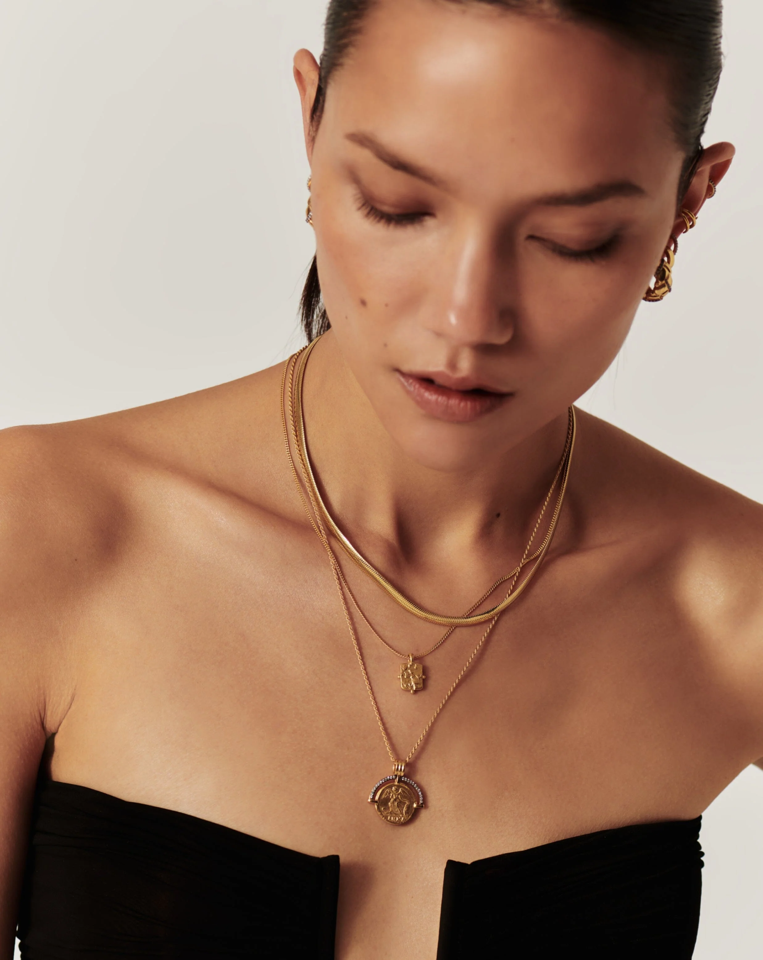 Lucy Williams Engravable Beaded Square Coin Pendant Necklace | 18ct Gold Vermeil - Image 2