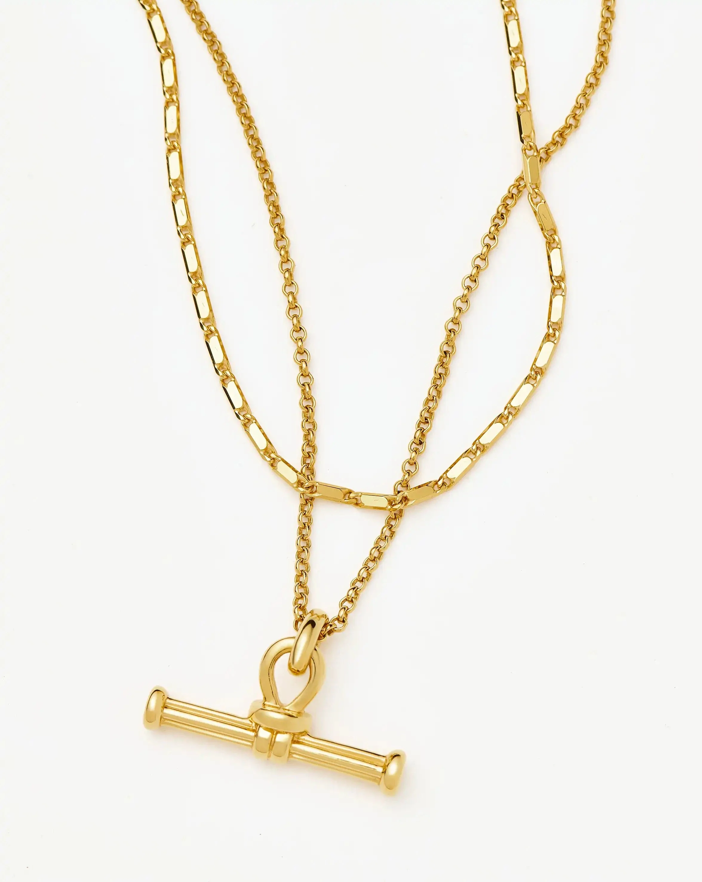 Lucy Williams Horizon & Ridge T-Bar Necklace Set | 18ct Gold Plated/18ct Gold Vermeil