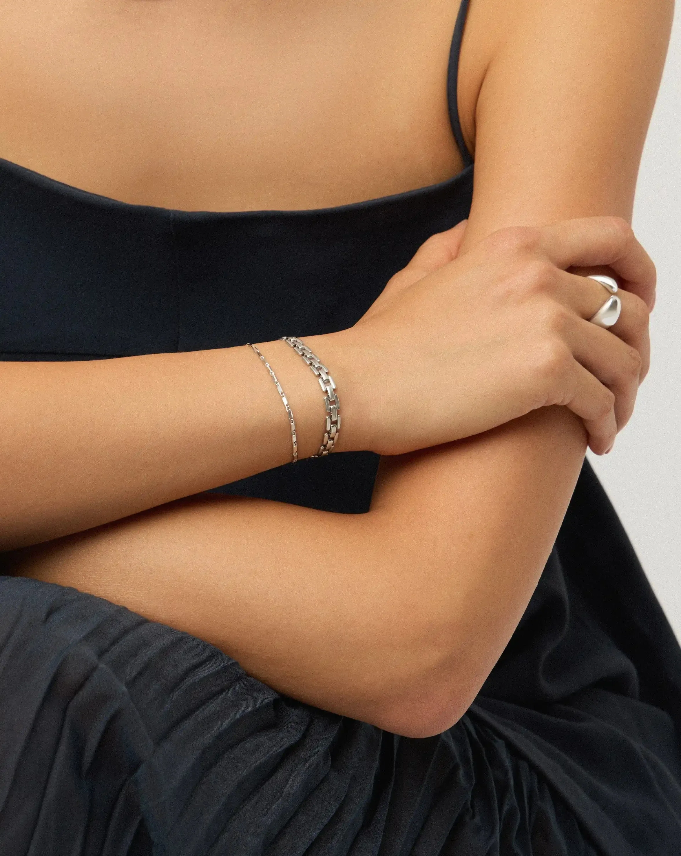 Lucy Williams Horizon & Timepiece Bracelet Set | Sterling Silver/Silver Plated - Image 3