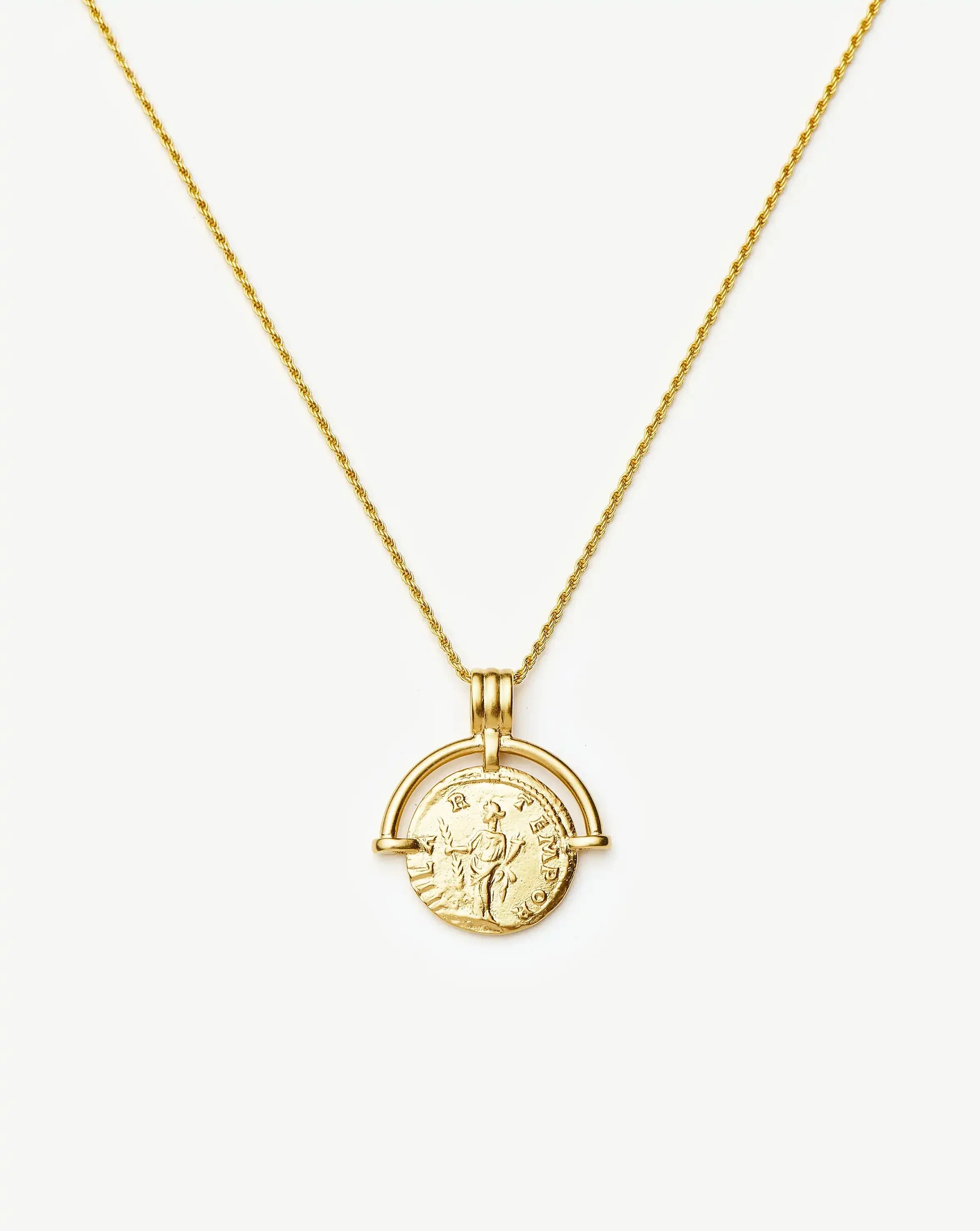 Lucy Williams Long Engravable Roman Arc Coin Necklace