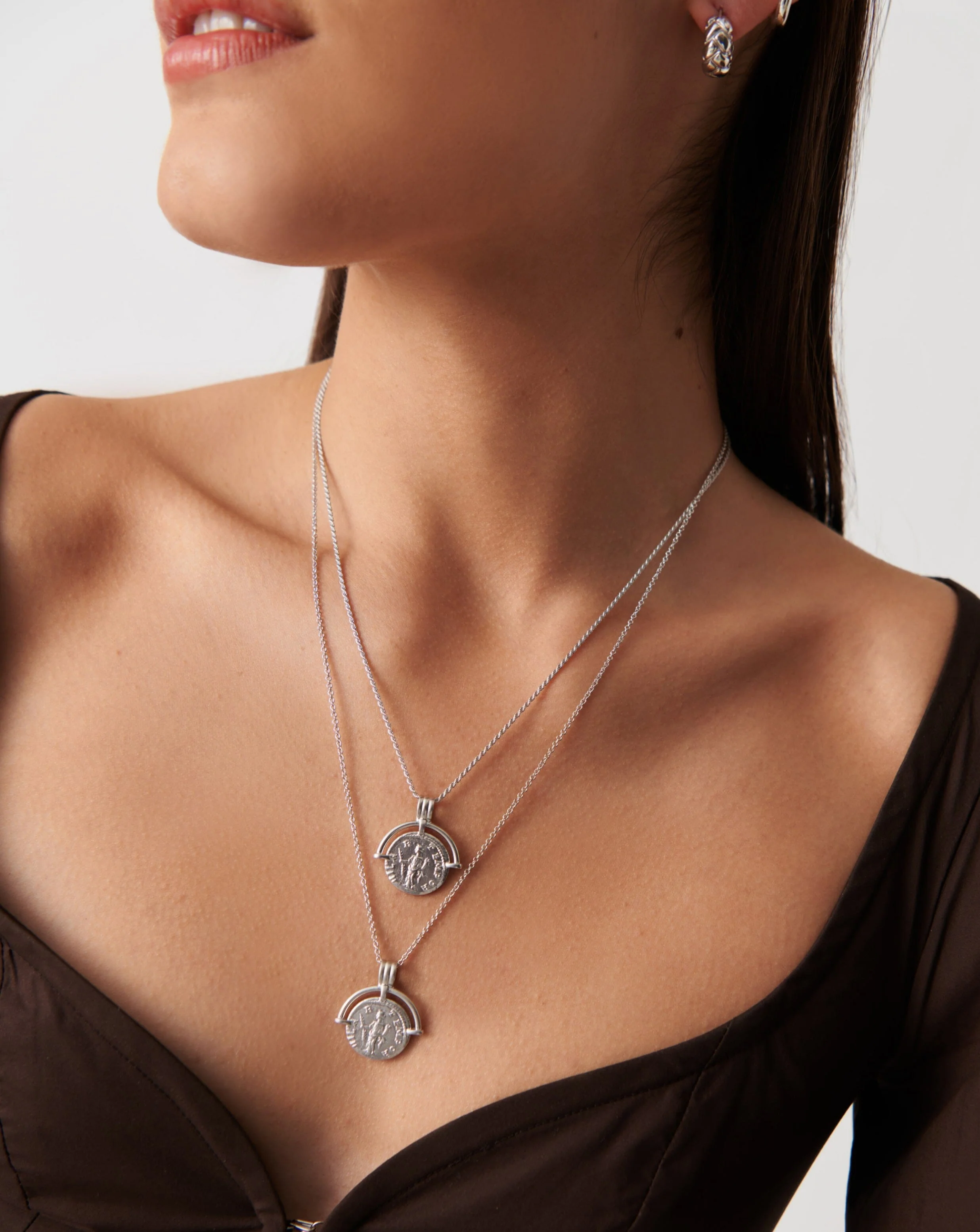 Lucy Williams Long Engravable Roman Arc Coin Necklace - Image 3