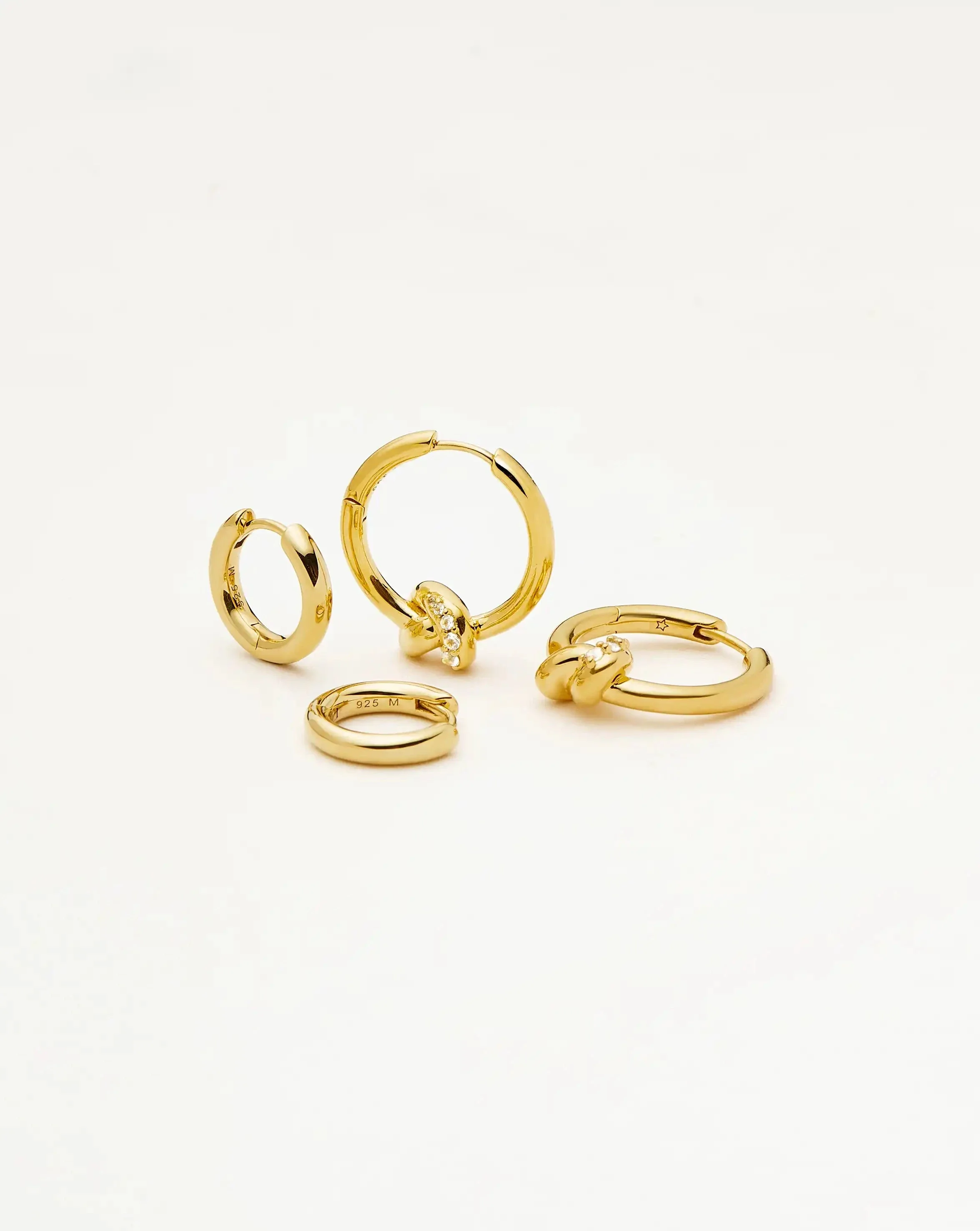 Lucy Williams Pavé Knot & Classic Tunnel Earrings Set | 18ct Gold Plated/18ct Gold Vermeil - Image 4