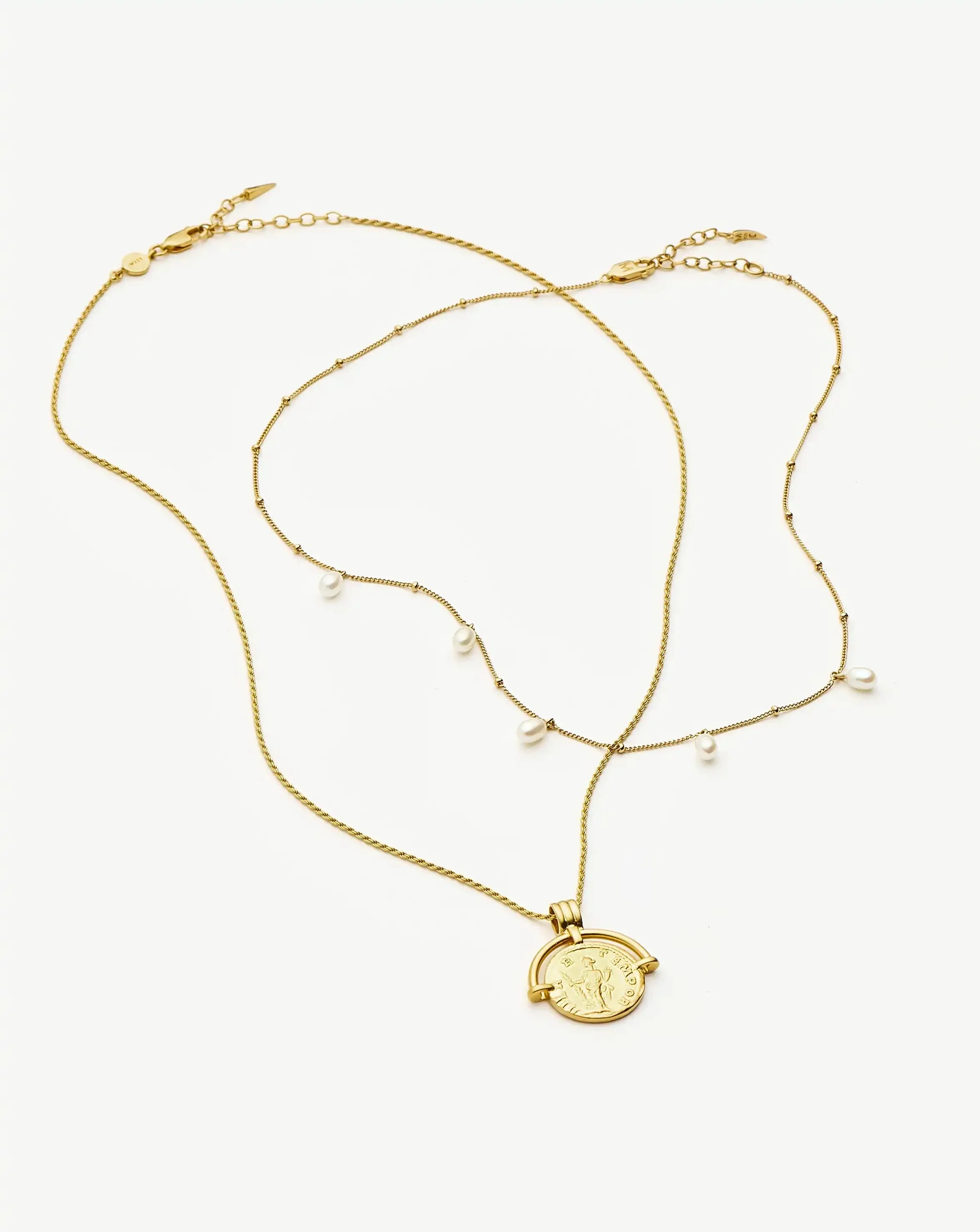 Lucy Williams Roman Arc & Pearl Necklace Set | 18ct Gold Vermeil-18ct Gold Plated/Pearl - Image 4