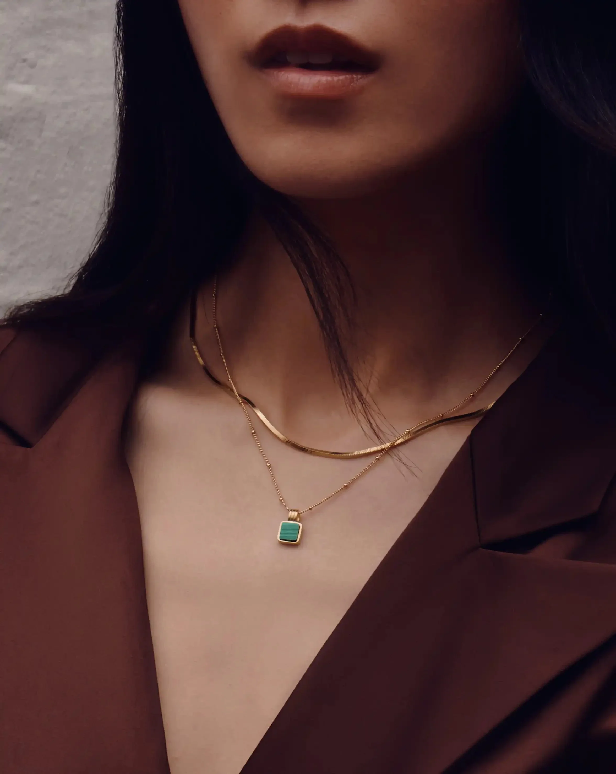 Lucy Williams Square Malachite Necklace | 18ct Gold Vermeil/Malachite - Image 3