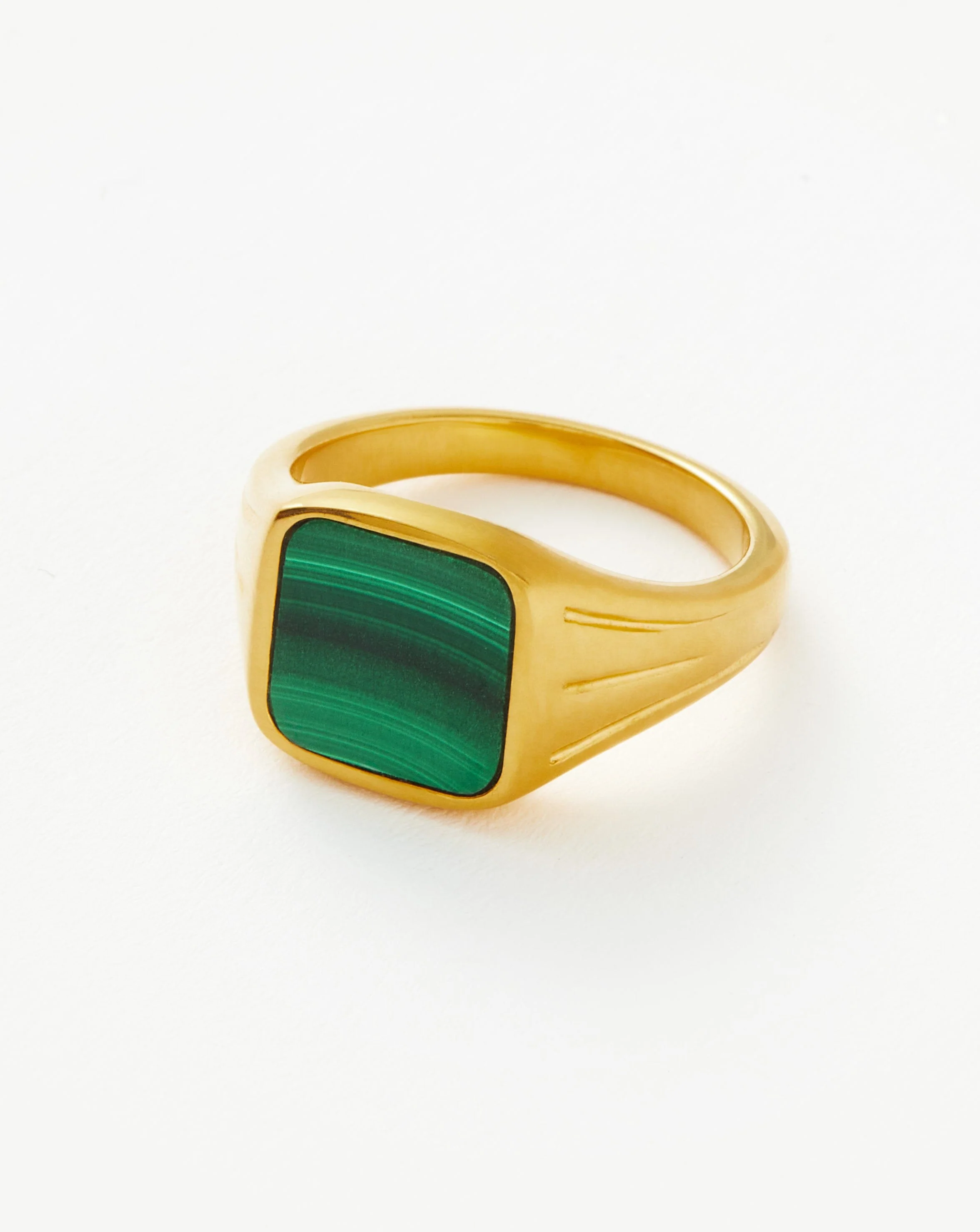 Lucy Williams Square Signet Ring | 18ct Gold Vermeil/Malachite - Image 4