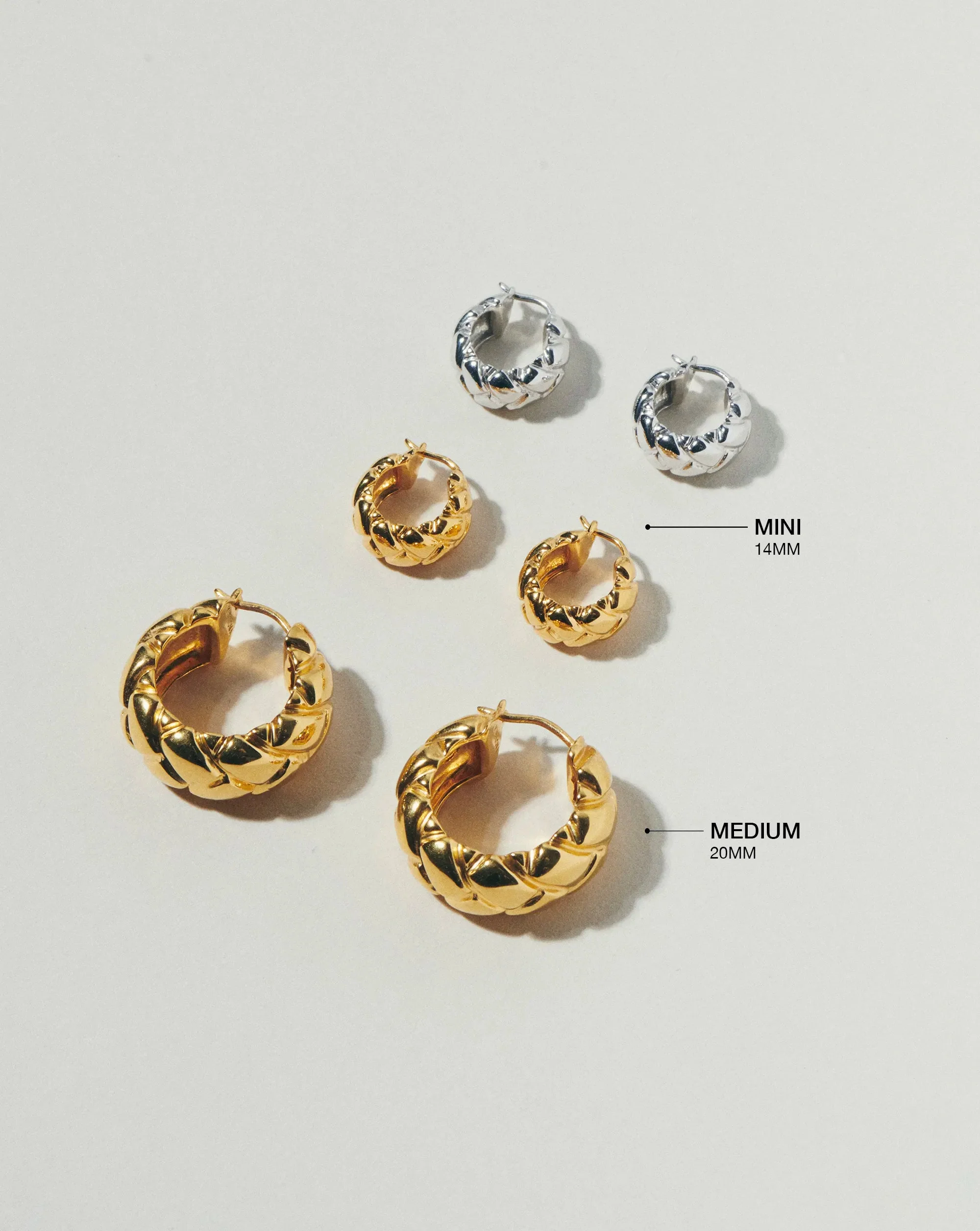 Lucy Williams Waffle Mini Hoop Earrings | 18ct Gold Vermeil - Image 4