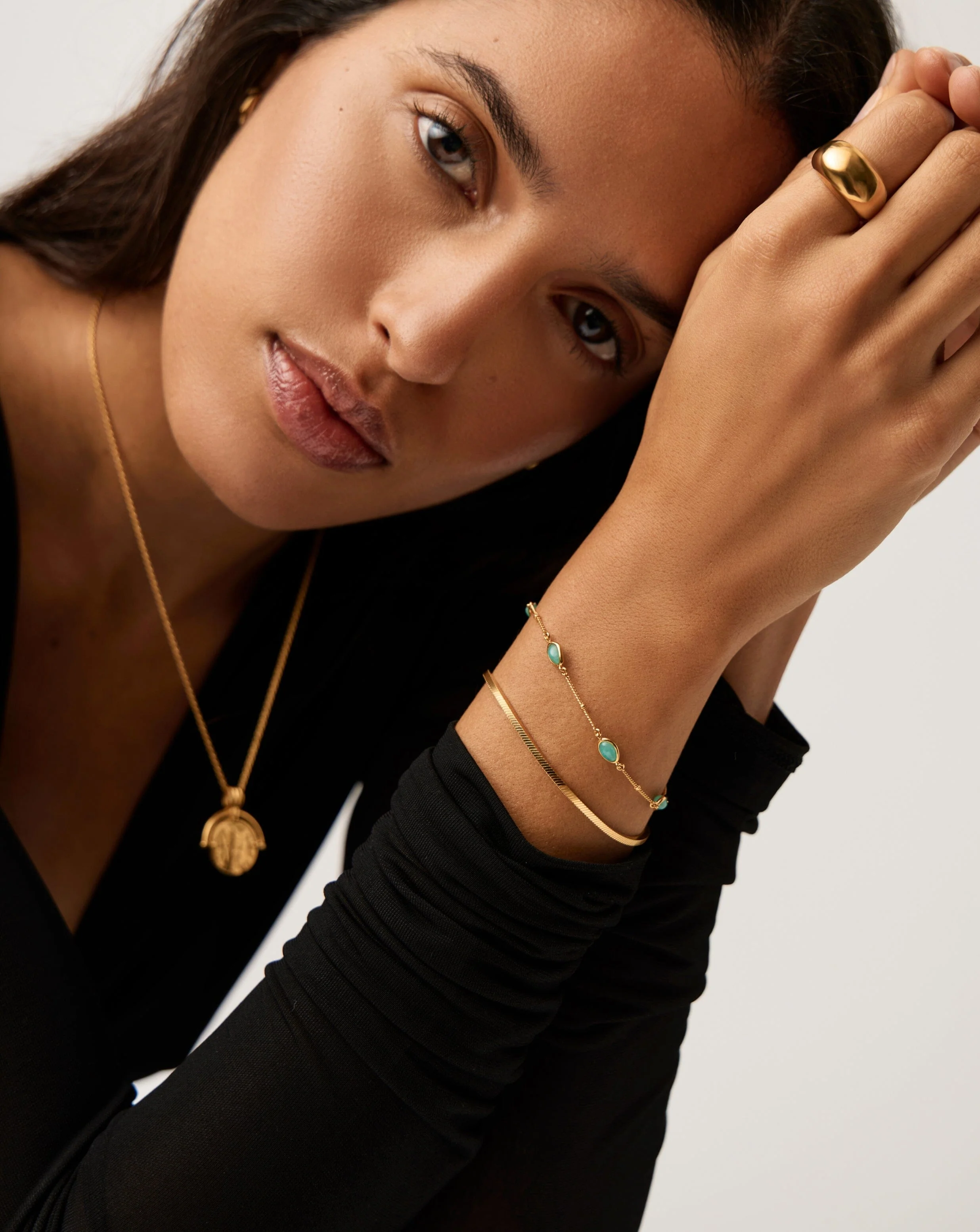 Magma Gemstone Charm Bracelet | 18ct Gold Vermeil/Amazonite - Image 3