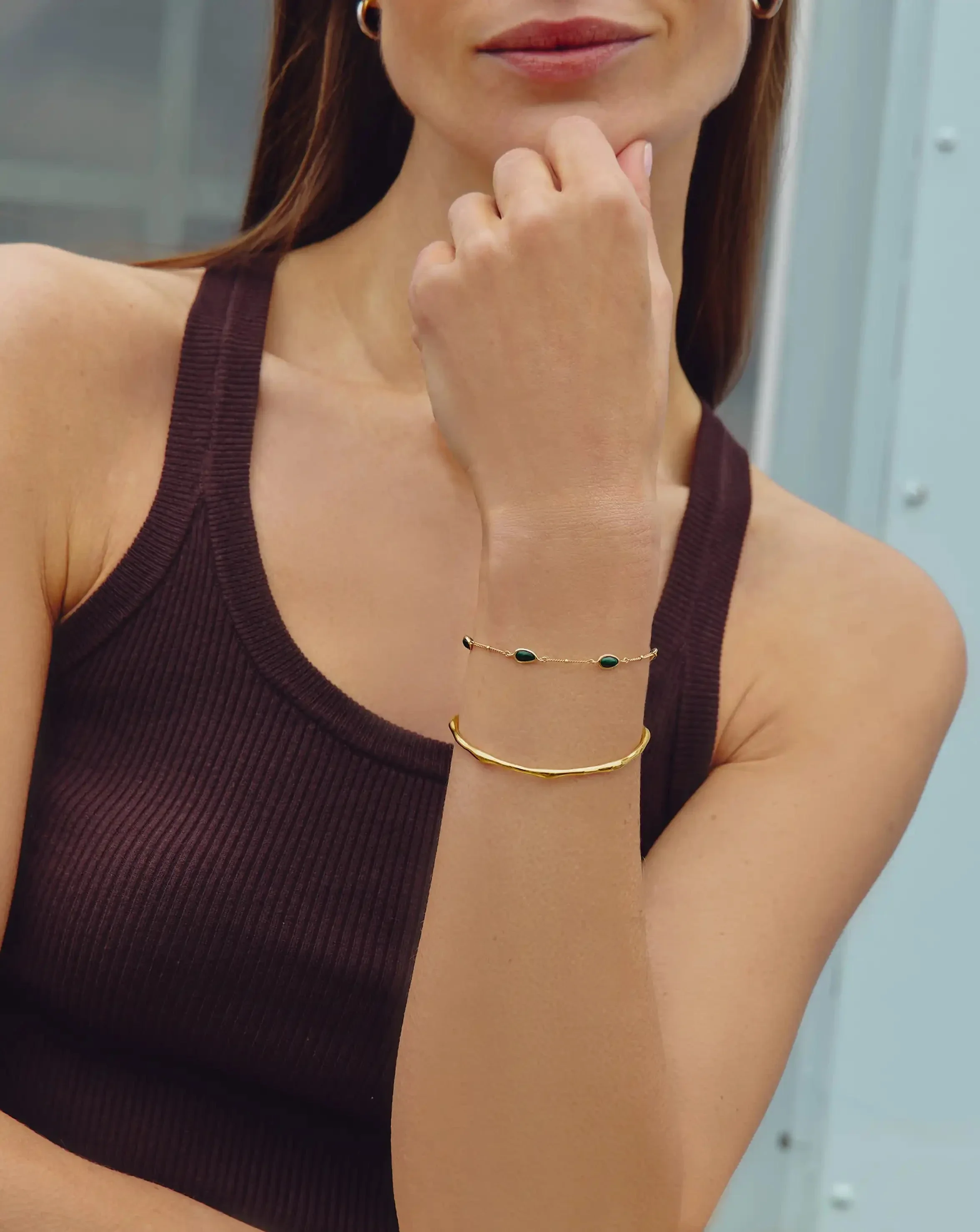 Magma Gemstone & Molten Cuff Bracelet Set | 18ct Gold Vermeil / 18ct Gold Plated - Image 3