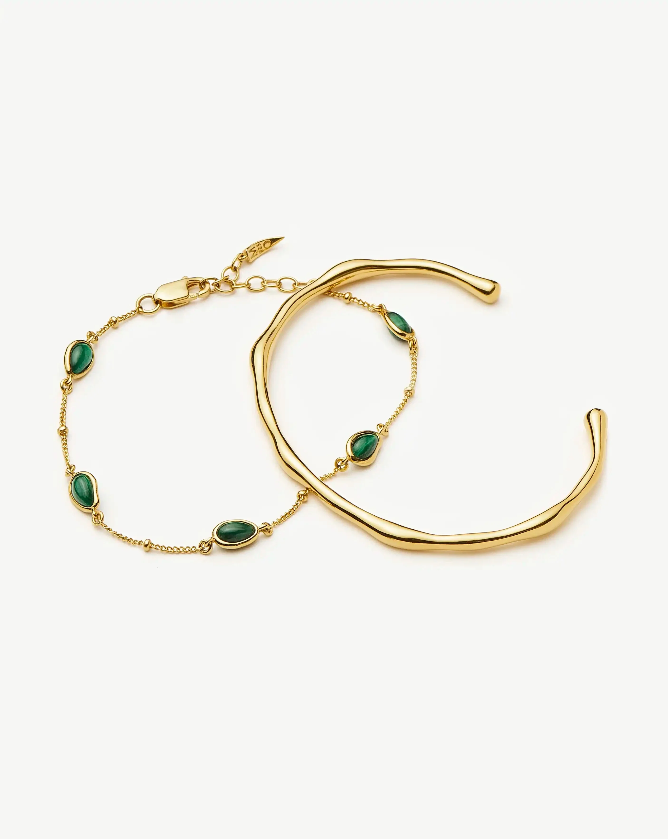 Magma Gemstone & Molten Cuff Bracelet Set | 18ct Gold Vermeil / 18ct Gold Plated - Image 4