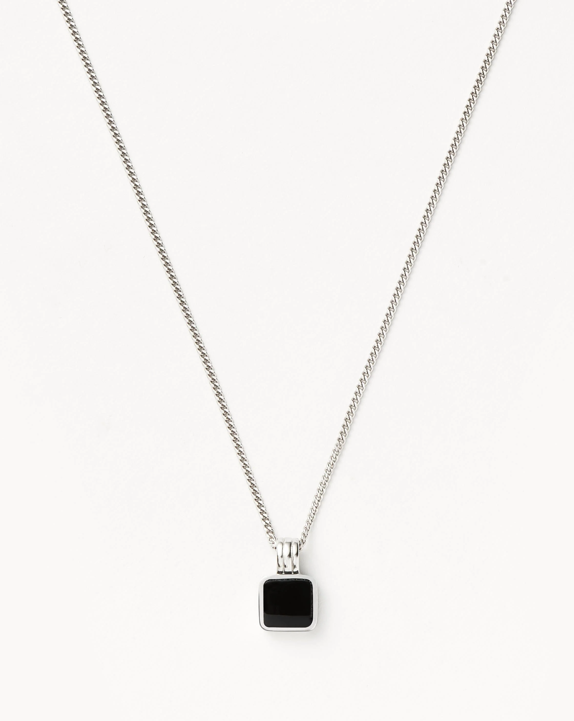 Mens Lucy Williams Square Black Onyx Pendant Necklace - Image 4