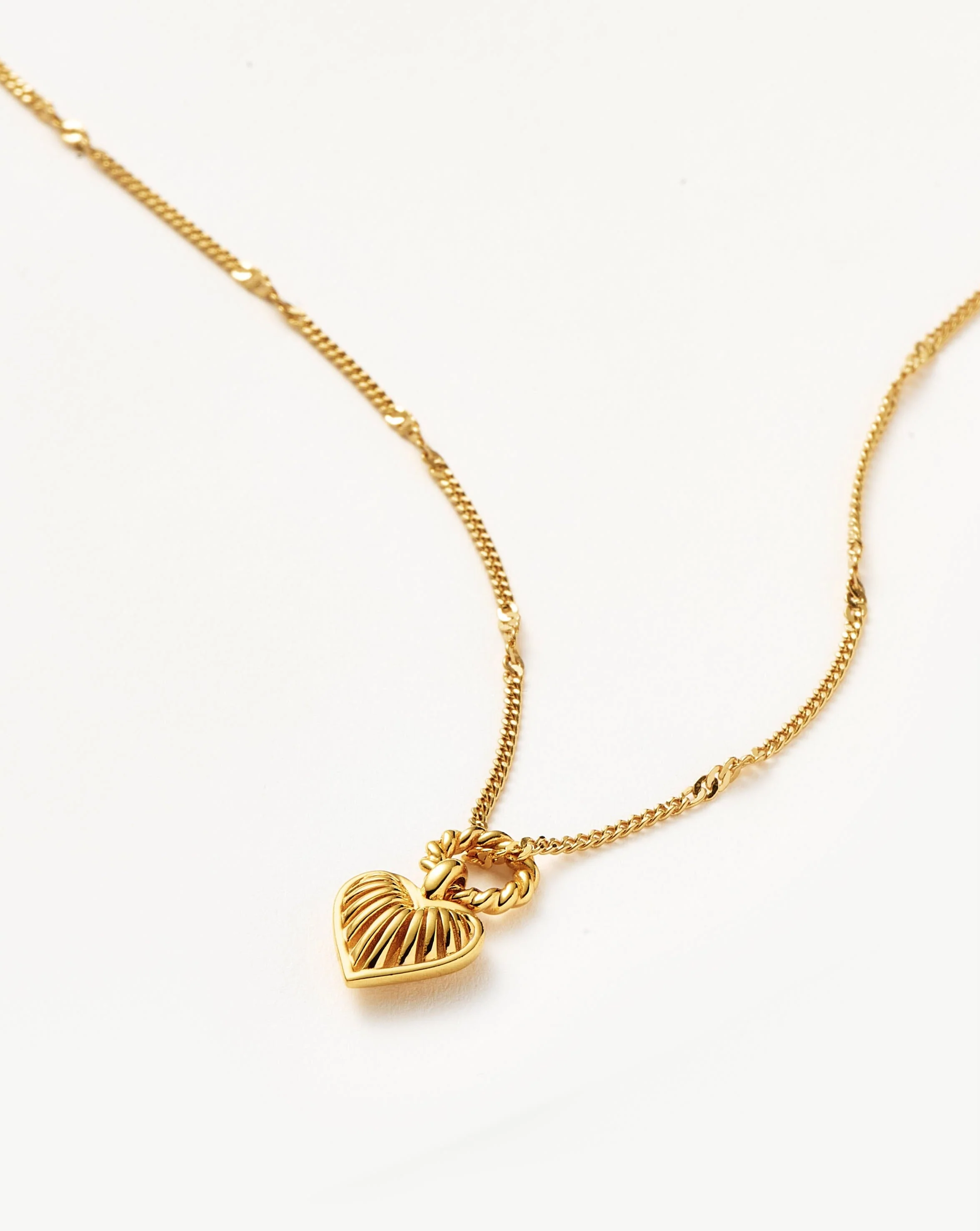 Mini Ridge Heart Charm Pendant Necklace | 18ct Gold Plated - Image 4