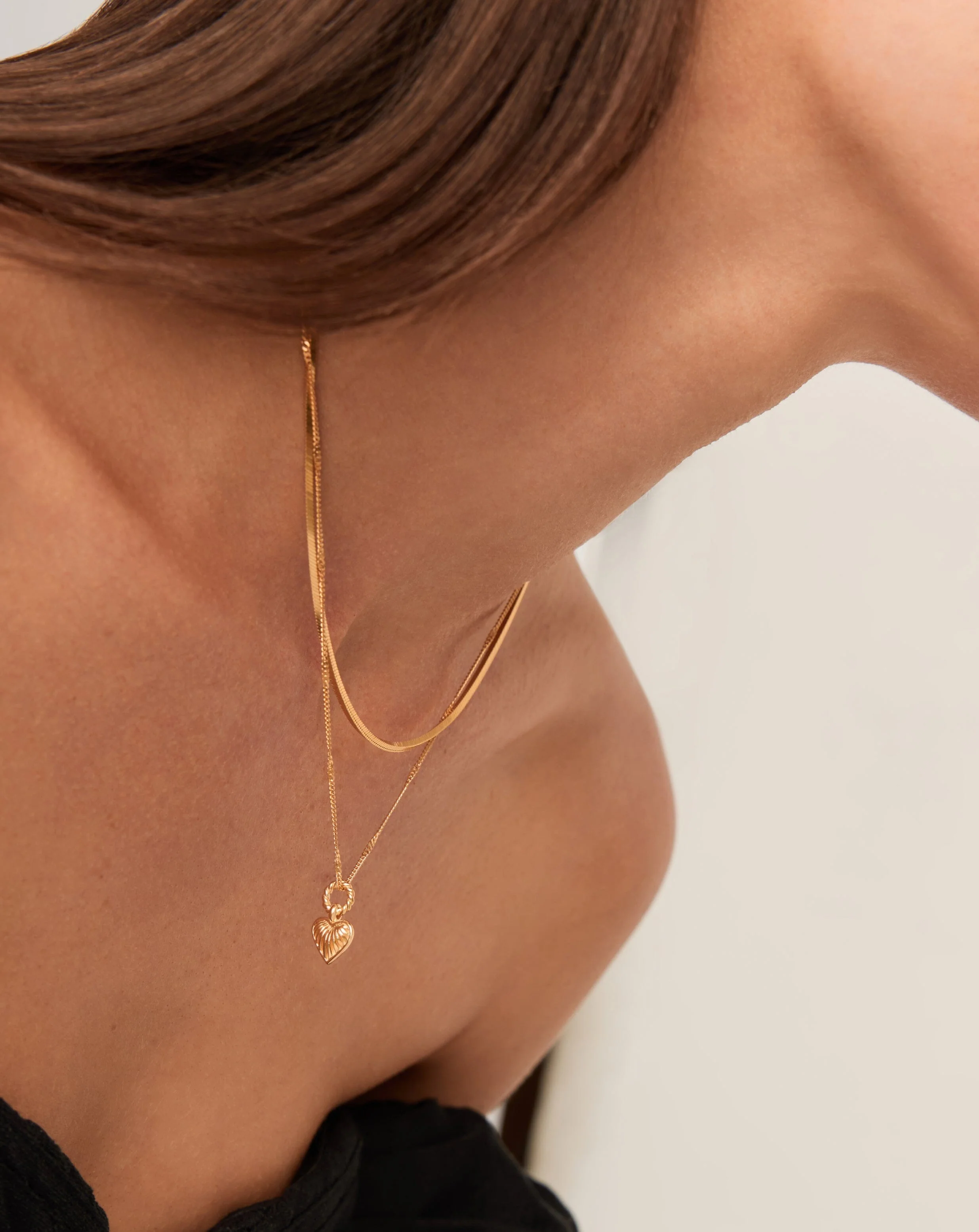 Mini Ridge Heart Charm Pendant Necklace | 18ct Gold Plated - Image 6
