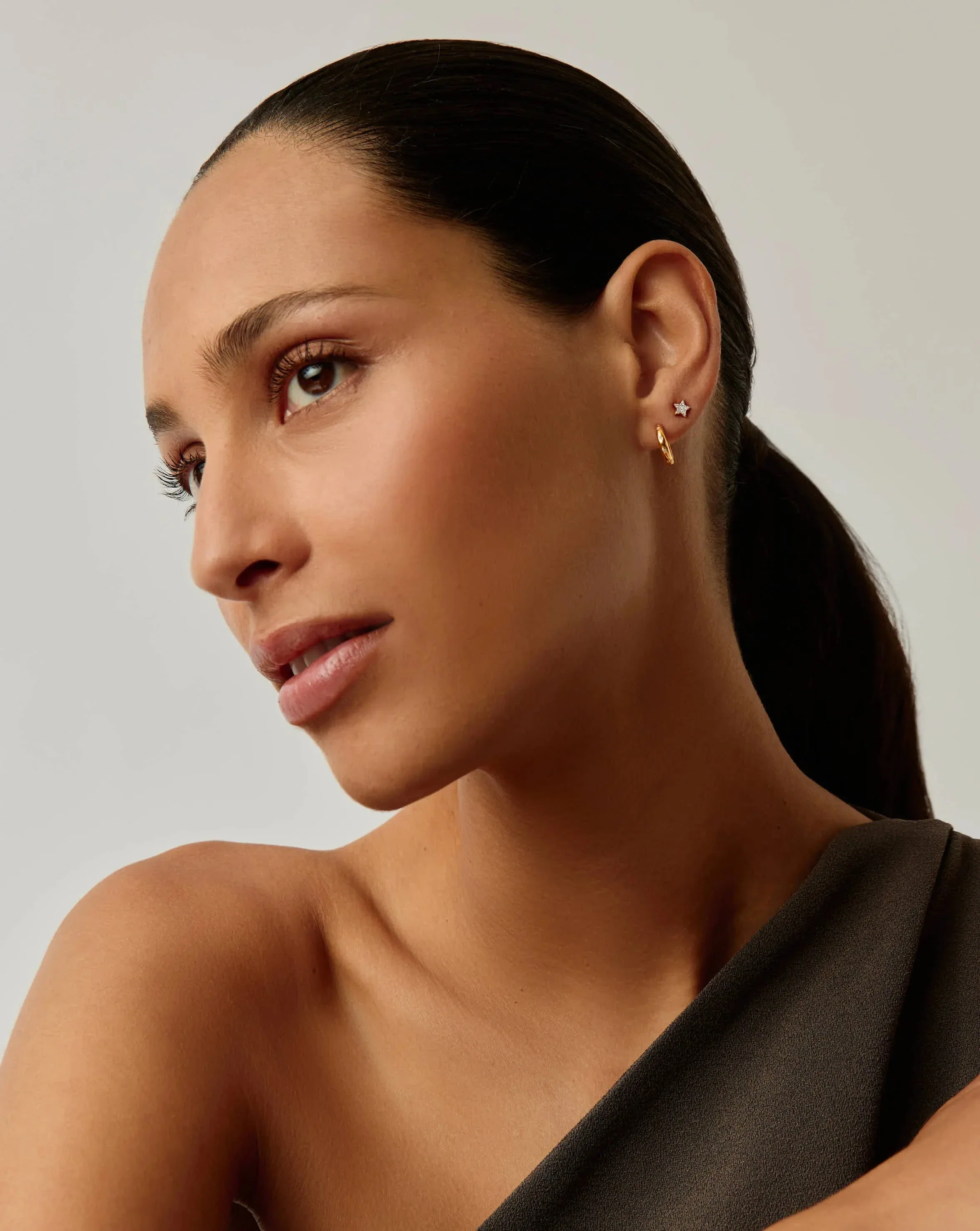 Mini Solar Studded Hoop Earrings - Image 3