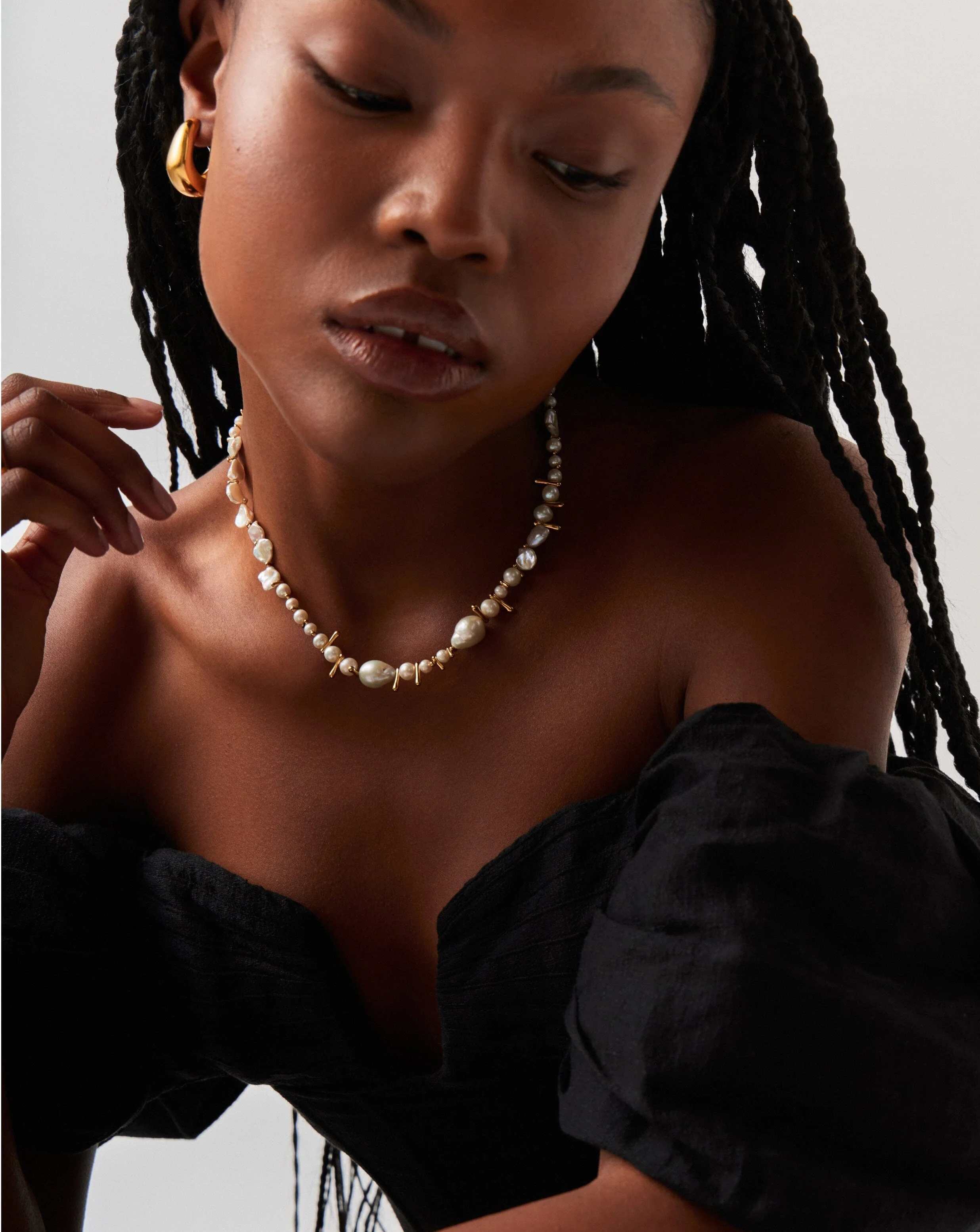 Mixed Pearl Statement Beaded Necklace | 18ct Gold Plated/Pearl - Image 3
