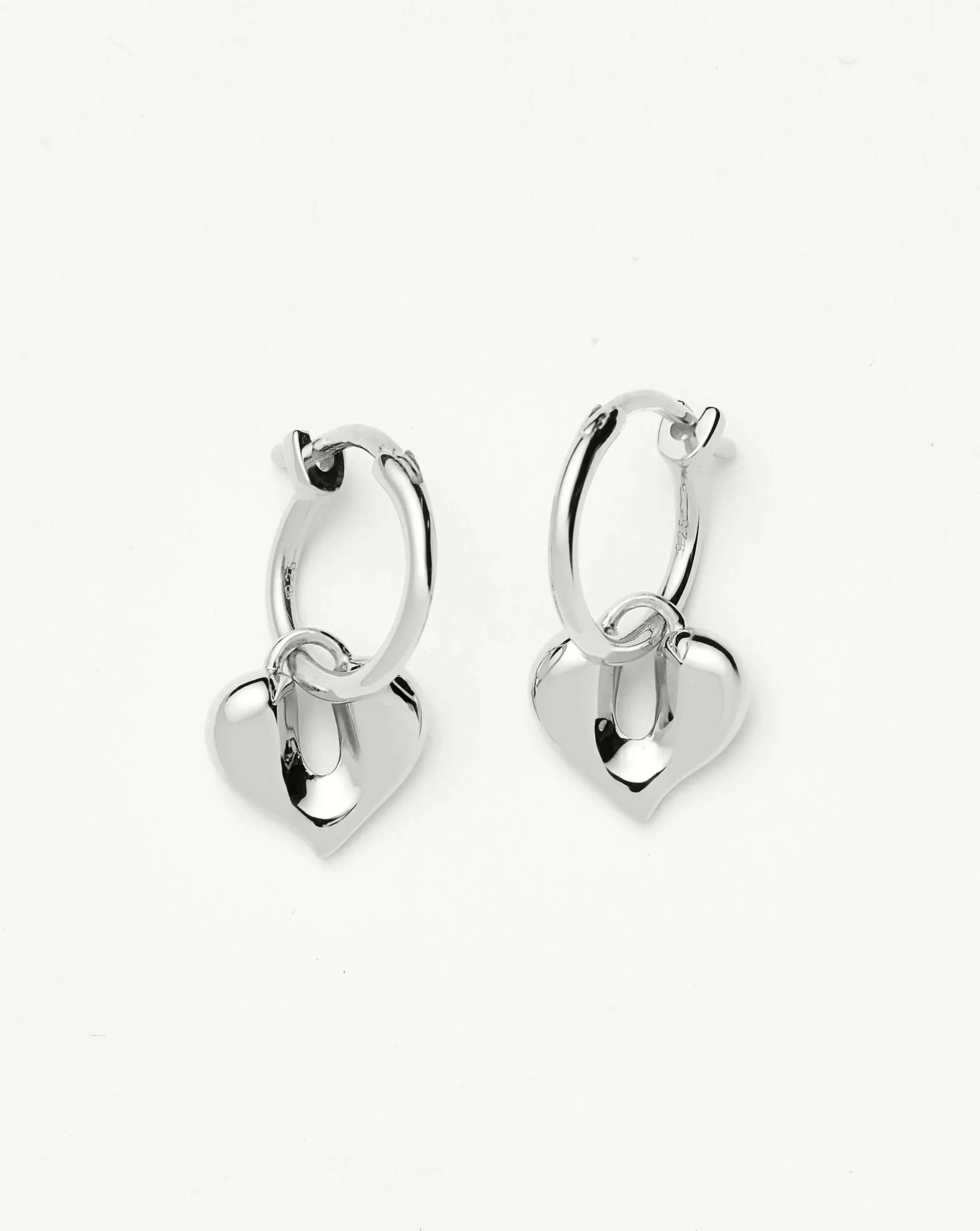 Molten Heart Charm Hoop Earrings | Sterling Silver