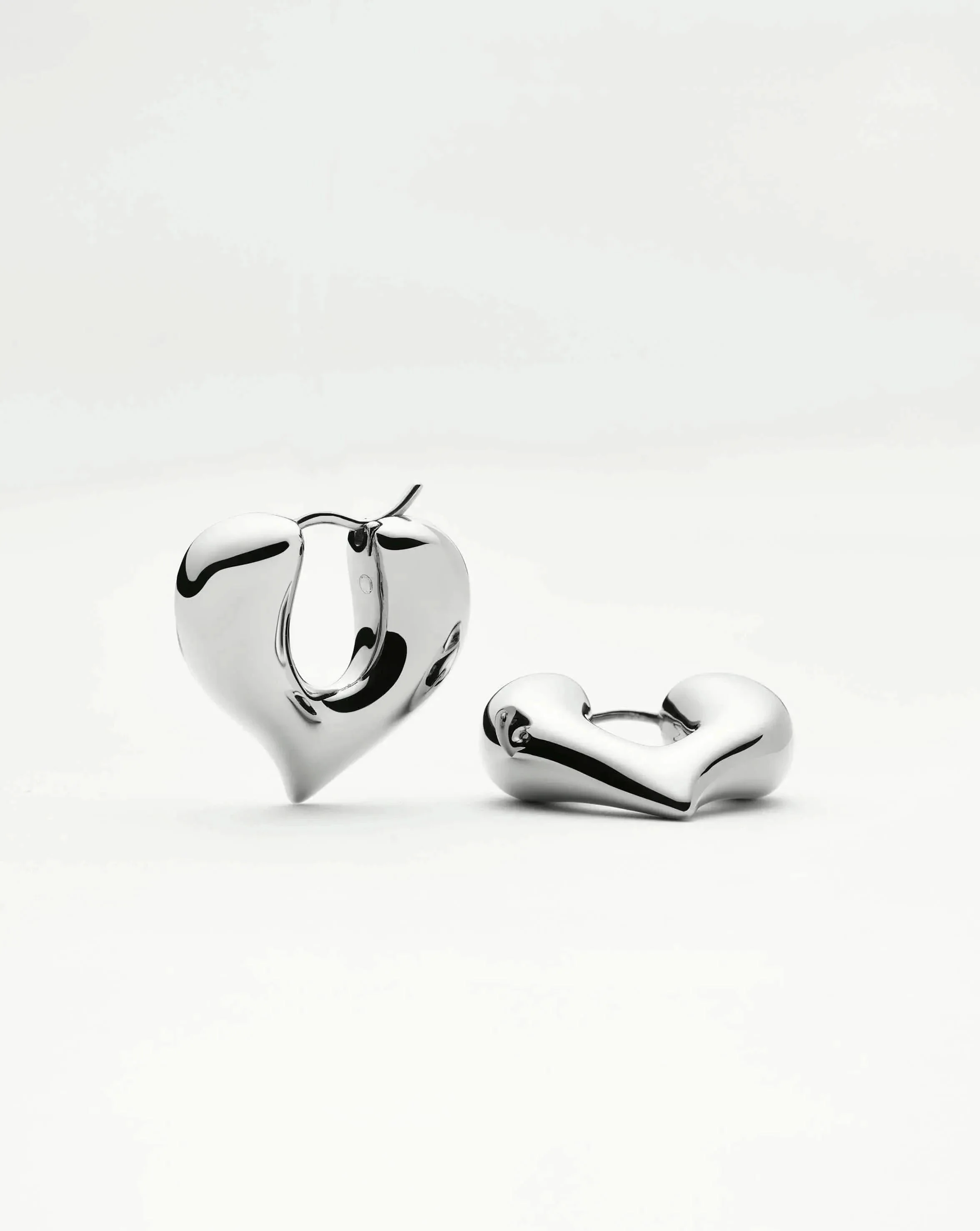 Molten Heart Medium Hoop Earrings | Silver Plated - Image 4